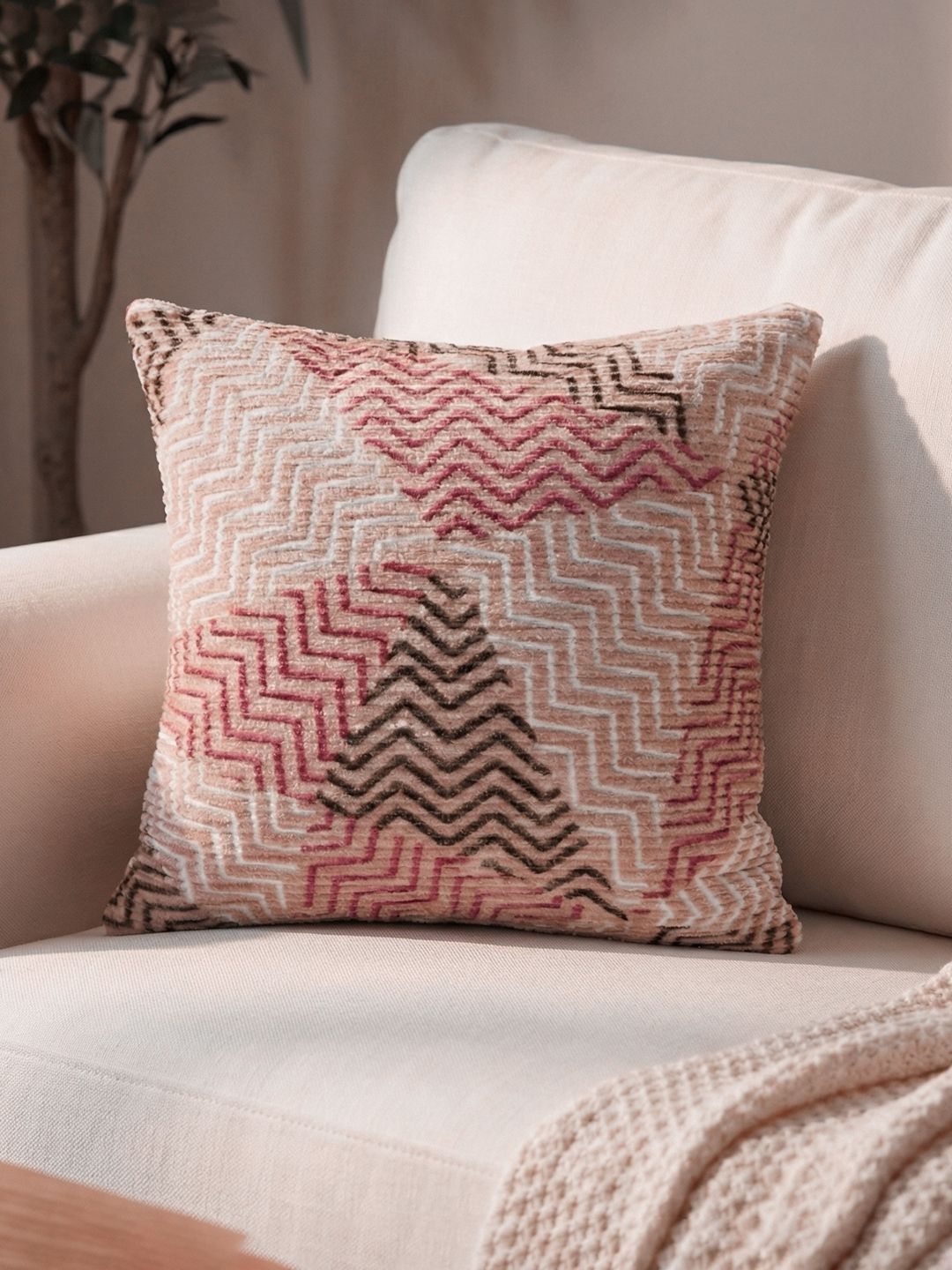 Kaleen India Coral Geometric Square Cushion Covers-image-42