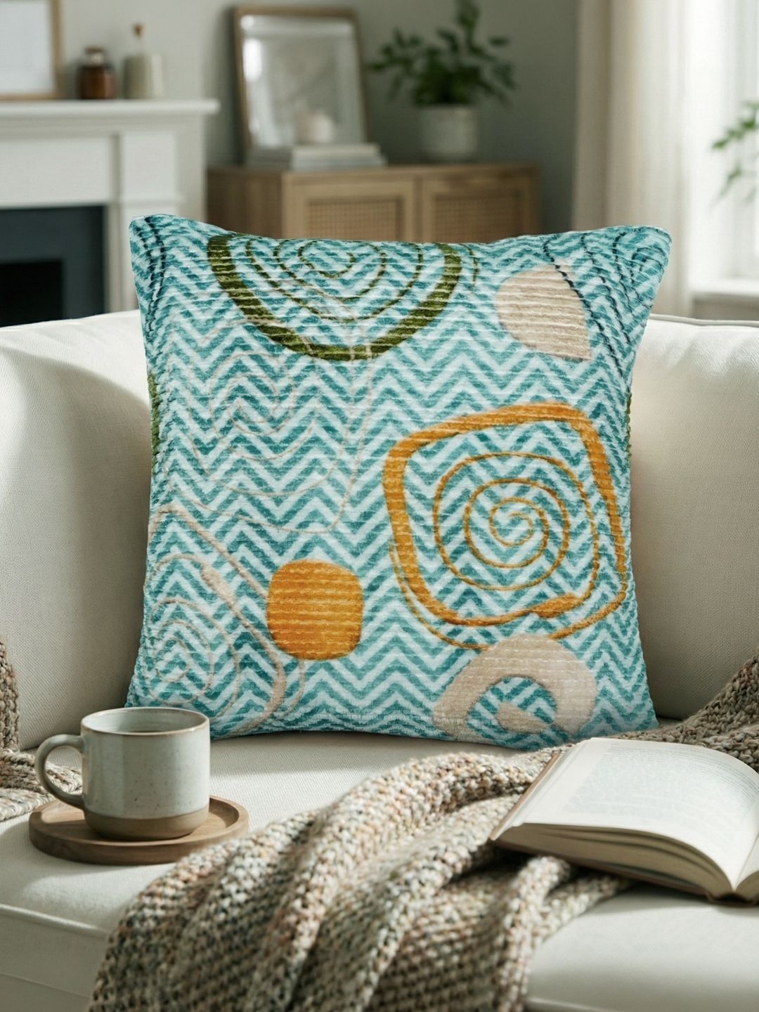 Kaleen India Unisex Teal Polyester Cushion Covers-picture-10
