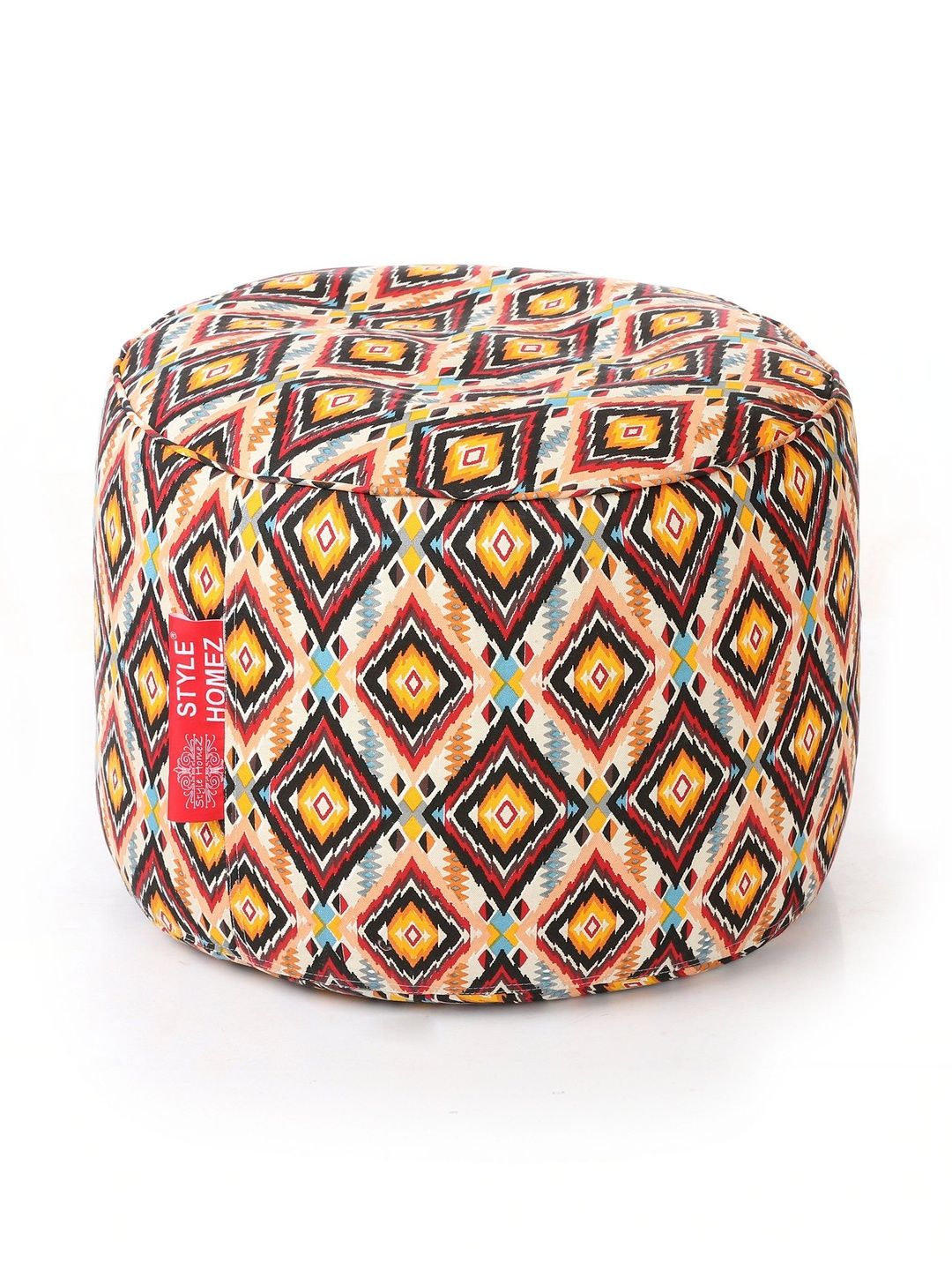 Style Homez Yellow Printed Eco-Friendly Round Ottoman-picture-31