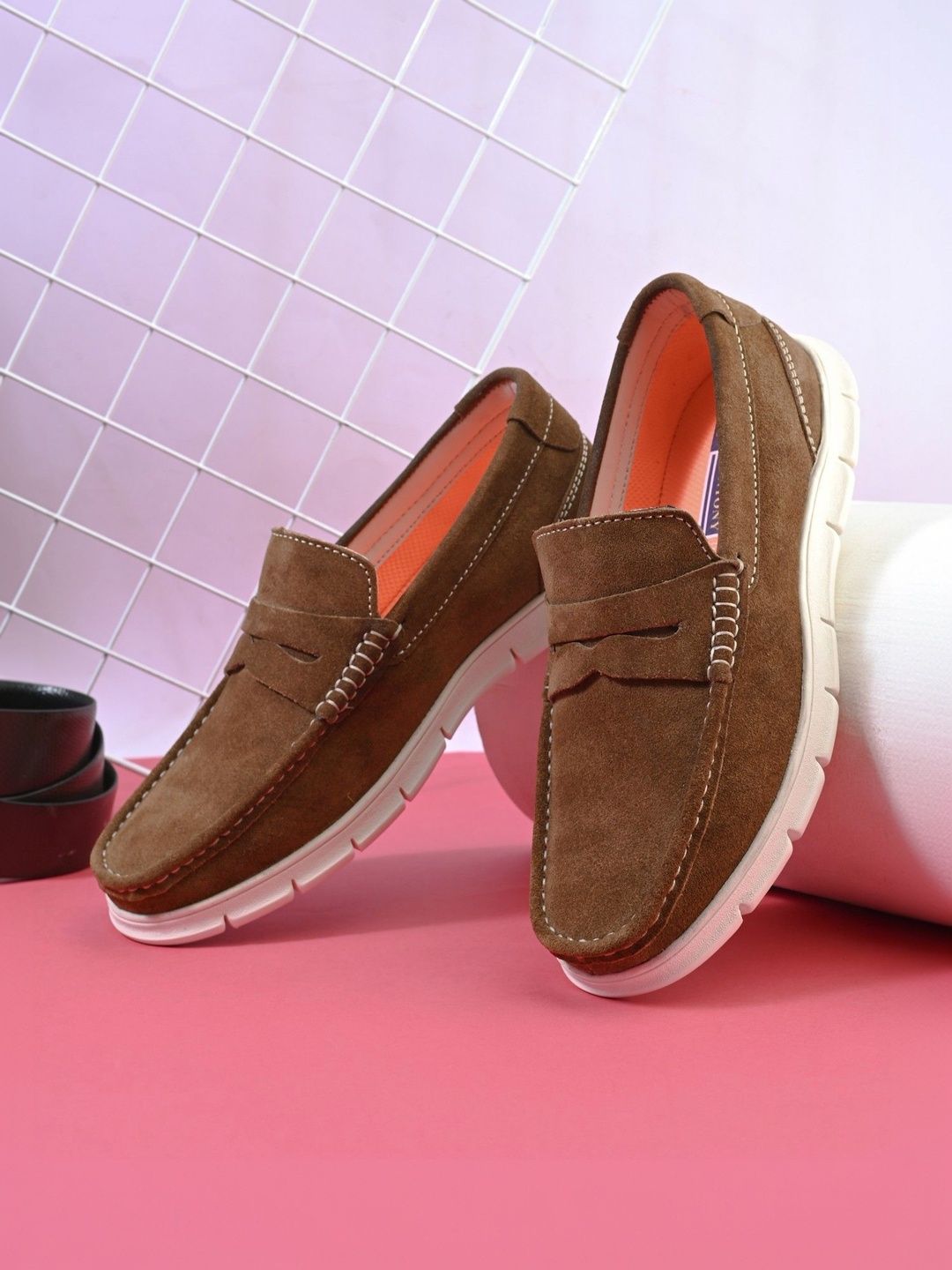 VONTONY Men Suede Loafers-image-42