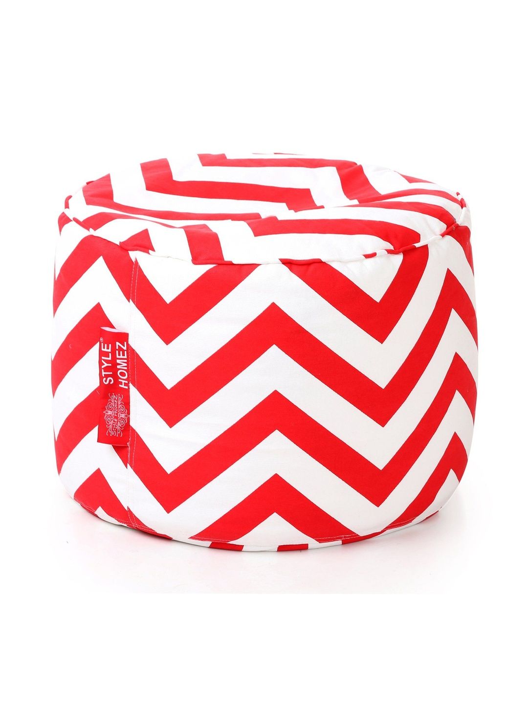 Style Homez Red & White Printed Eco-Friendly Round Ottoman-picture-26