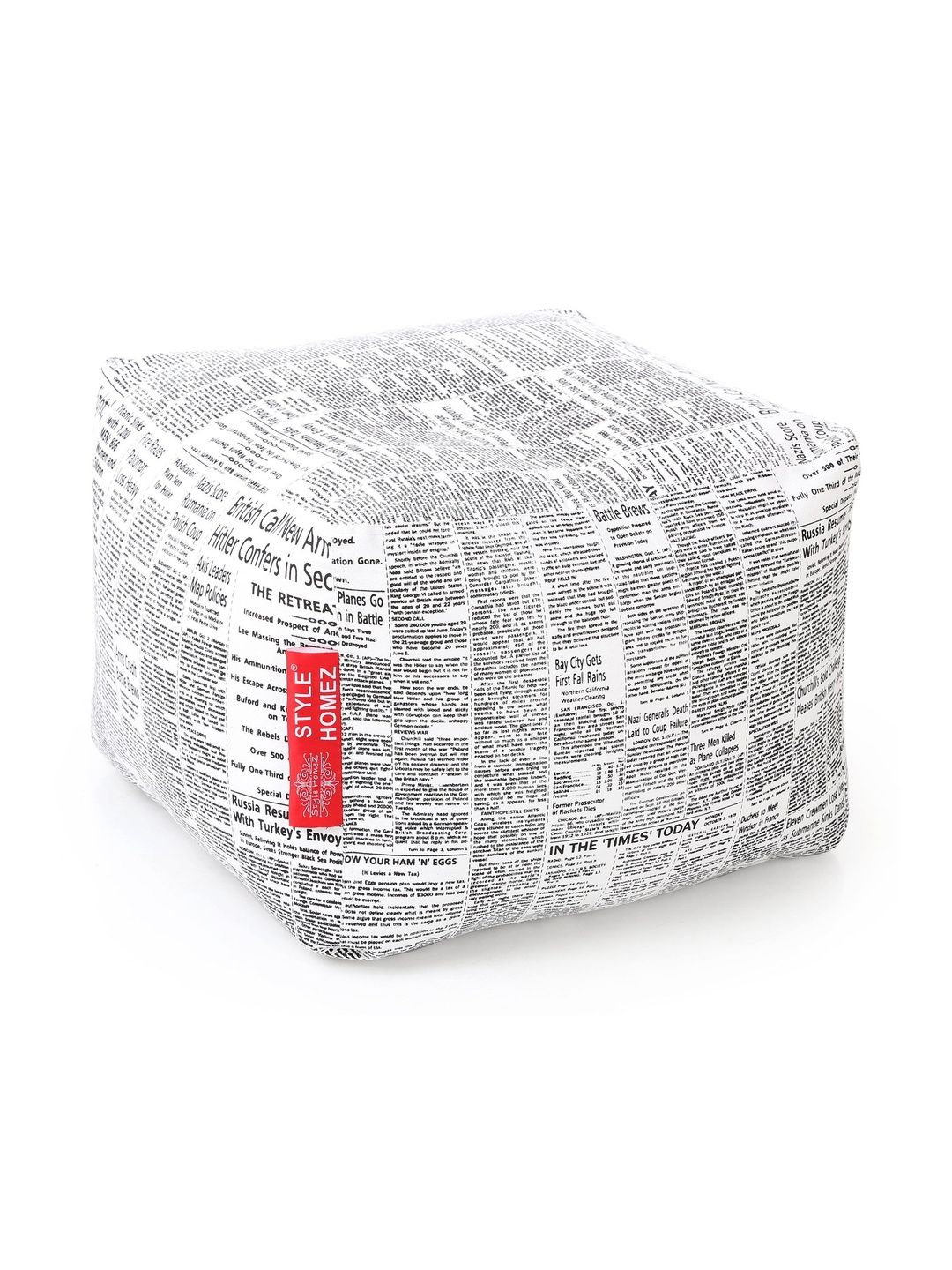 Style Homez White & Black Printed Eco-Friendly Square Ottoman-picture-28