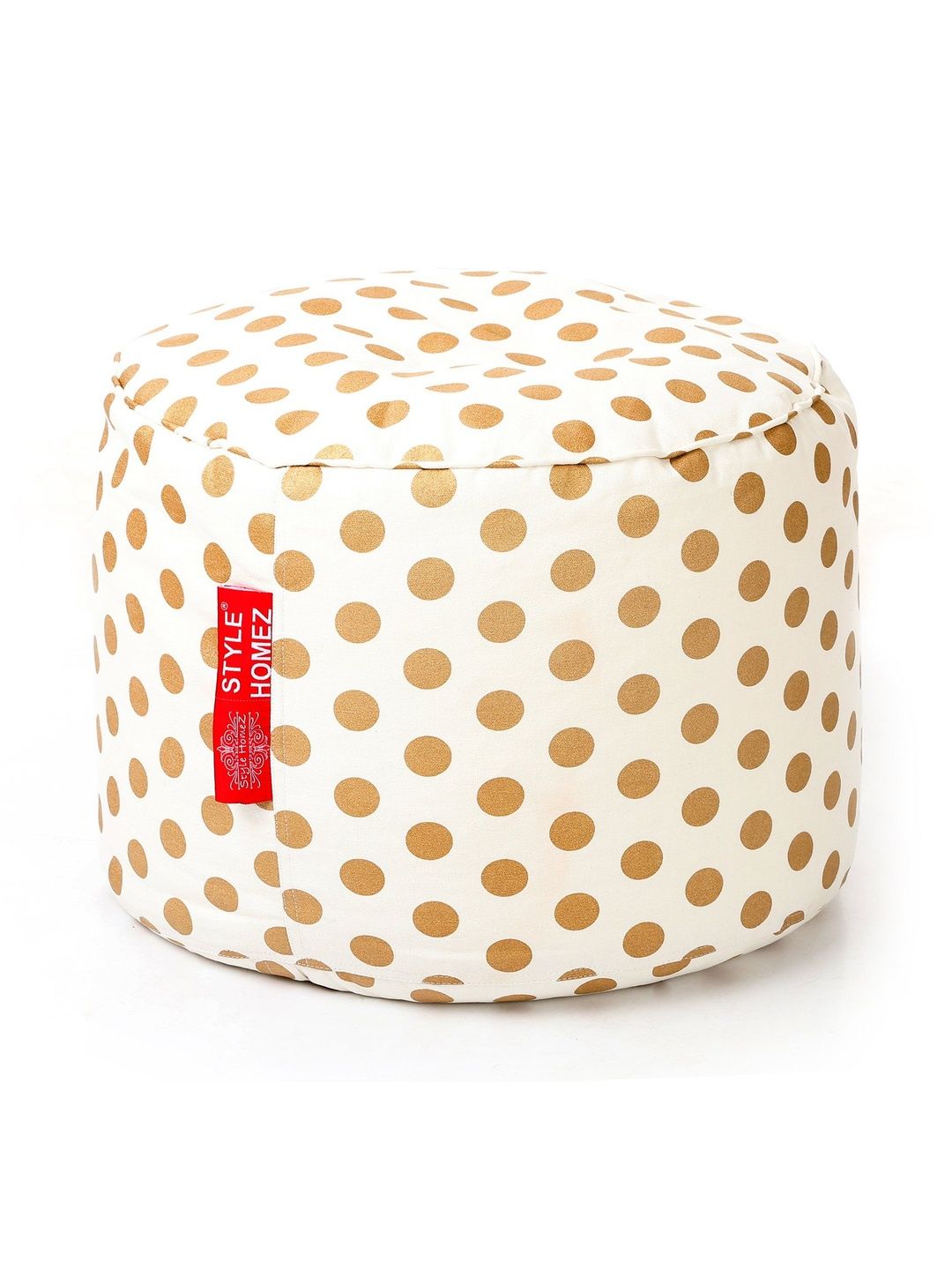 Style Homez White & Brown Printed Eco-Friendly Round Ottoman-picture-4