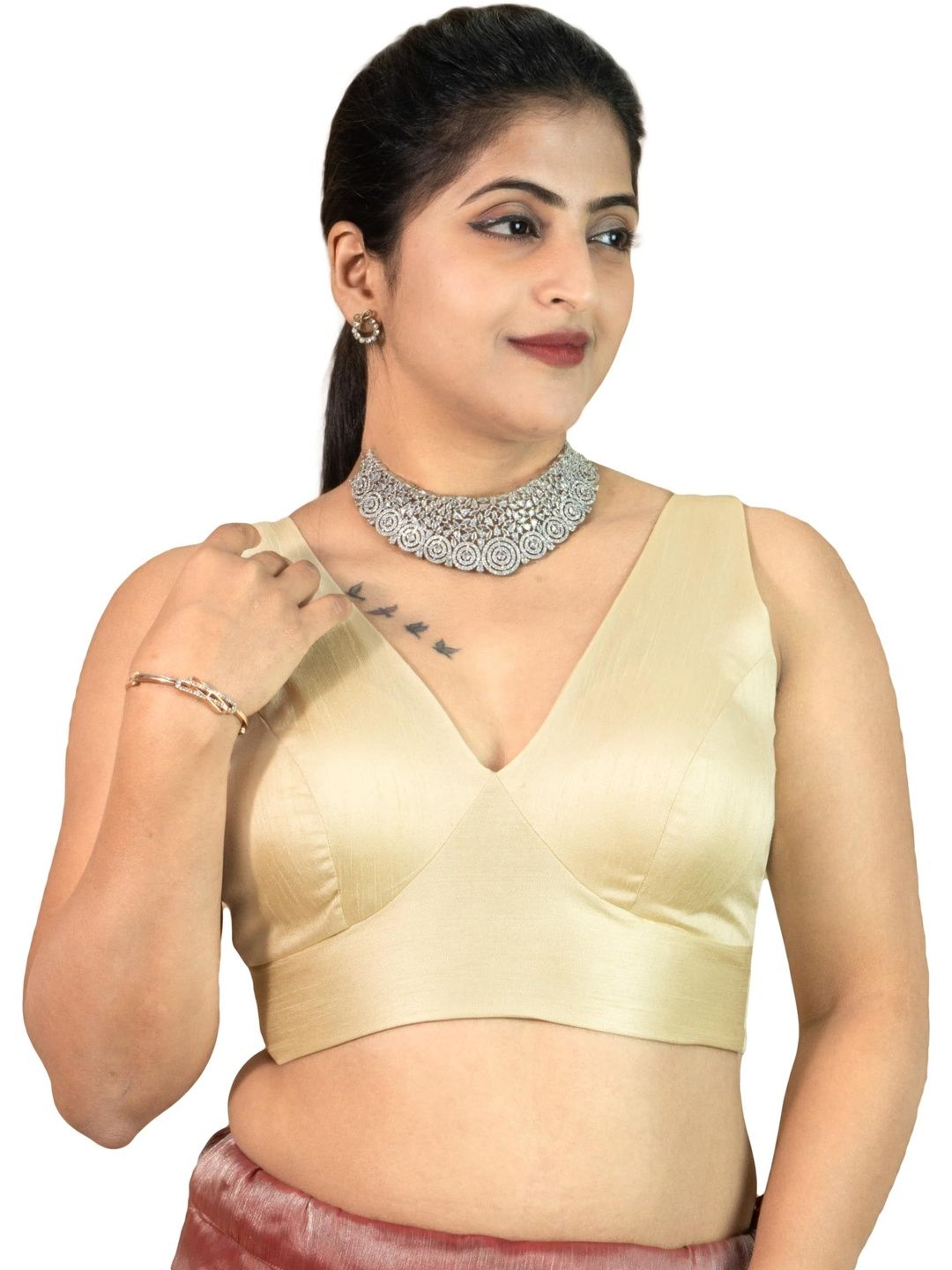 FIGURES DESIGNER V-Neck Sleeveless Saree Blouse-picture-31