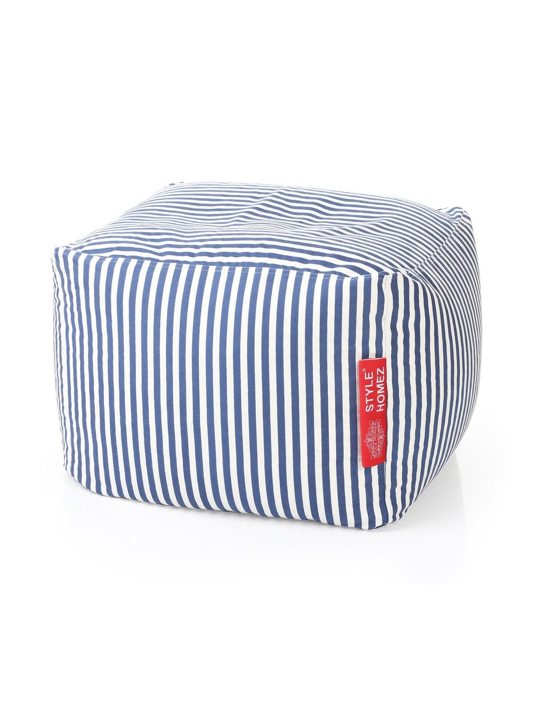 Style Homez White & Blue Printed Square Ottoman-picture-18