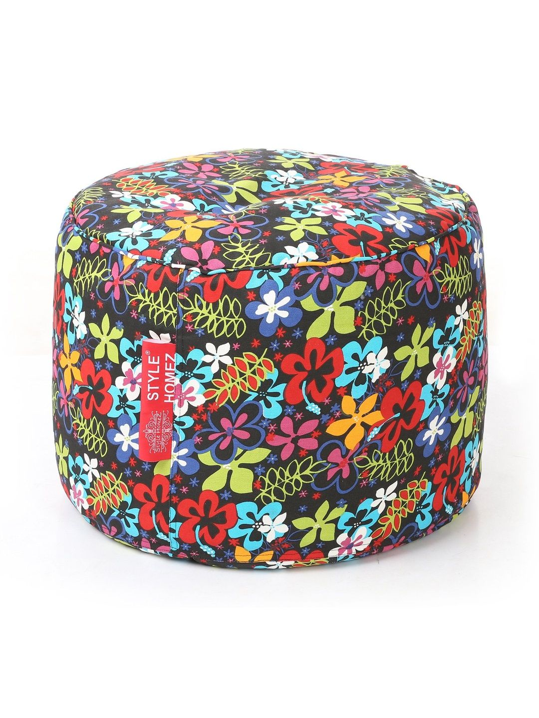 Style Homez Black & Blue Printed Eco-Friendly Round Ottoman-picture-35