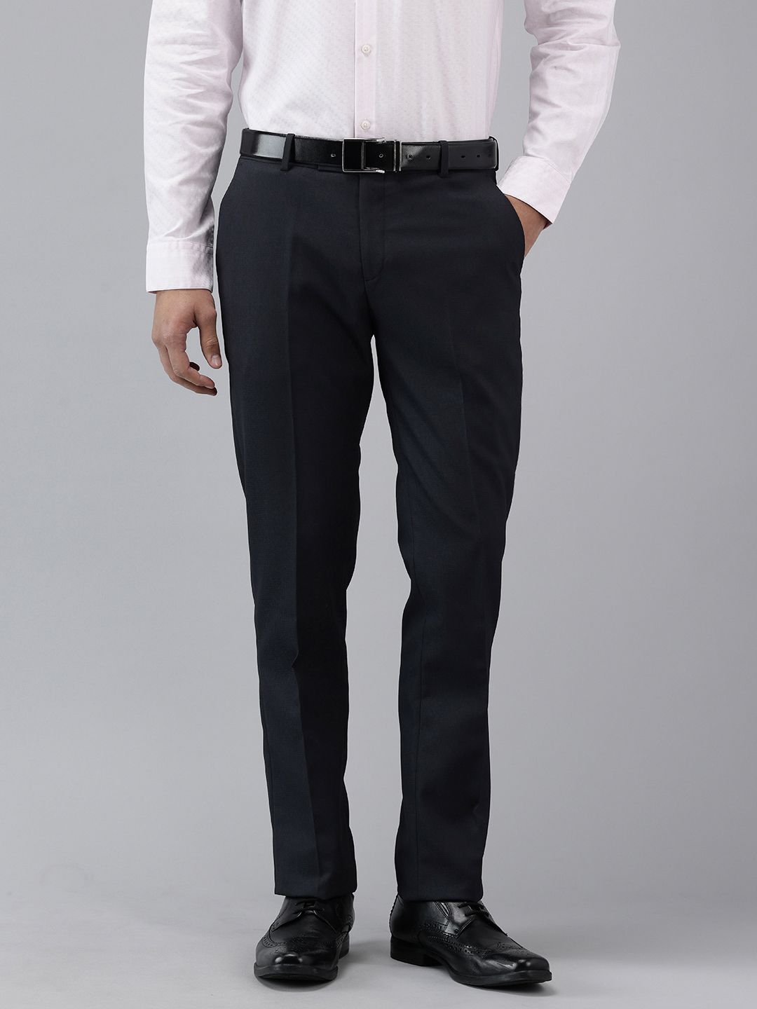 Arrow Men Hudson Tailored Fit Textured Checked Formal Trousers-picture-24