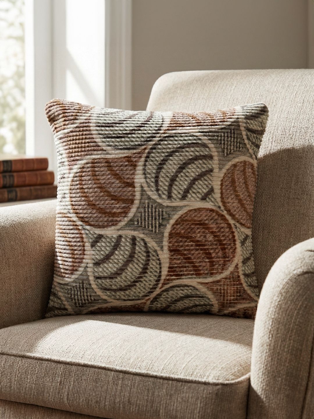 Kaleen India Grey Geometric Square Cushion Covers-image-33