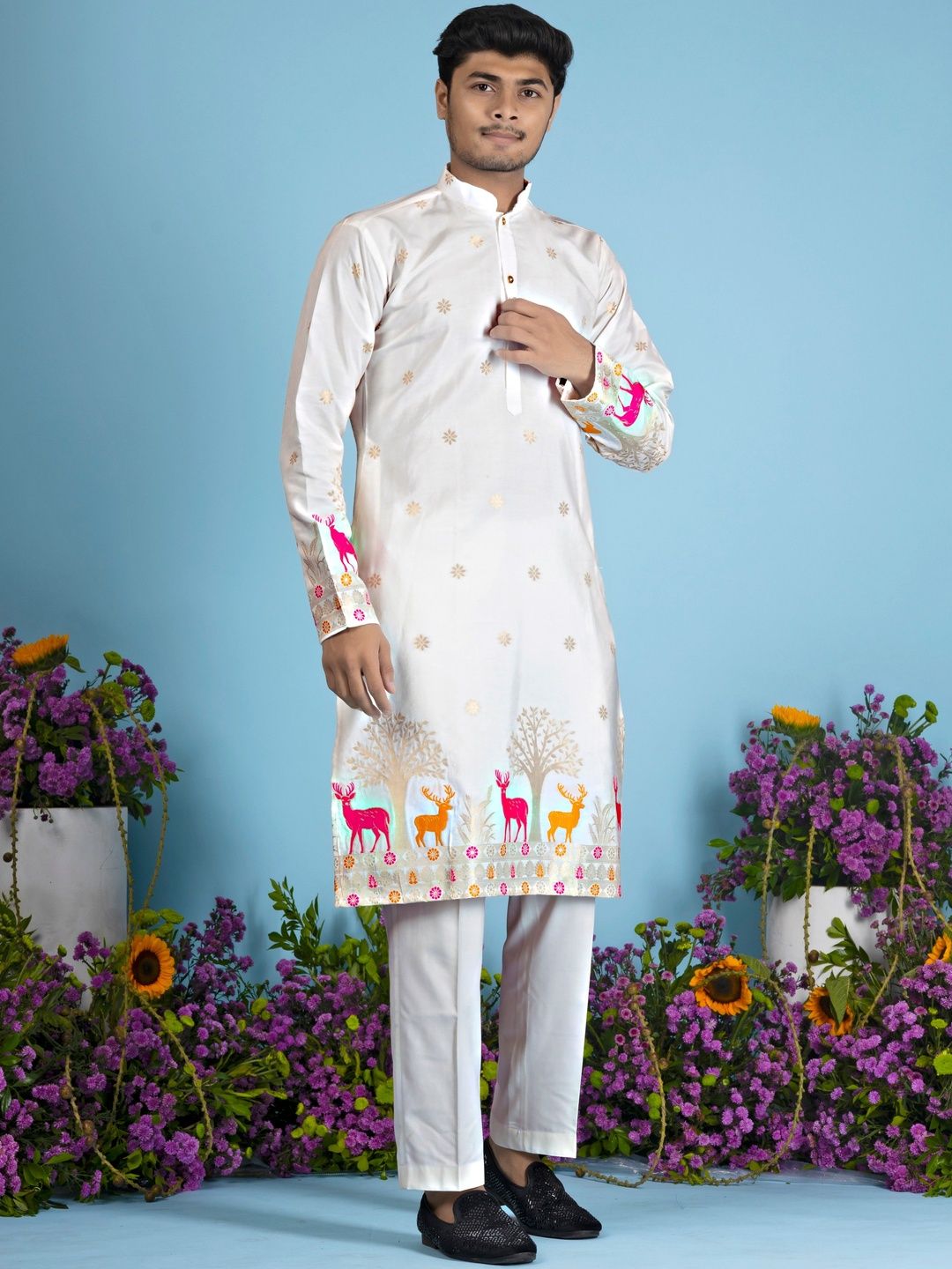 House Of Sanskruti Men Jacquard Handloom Kurta-picture-32