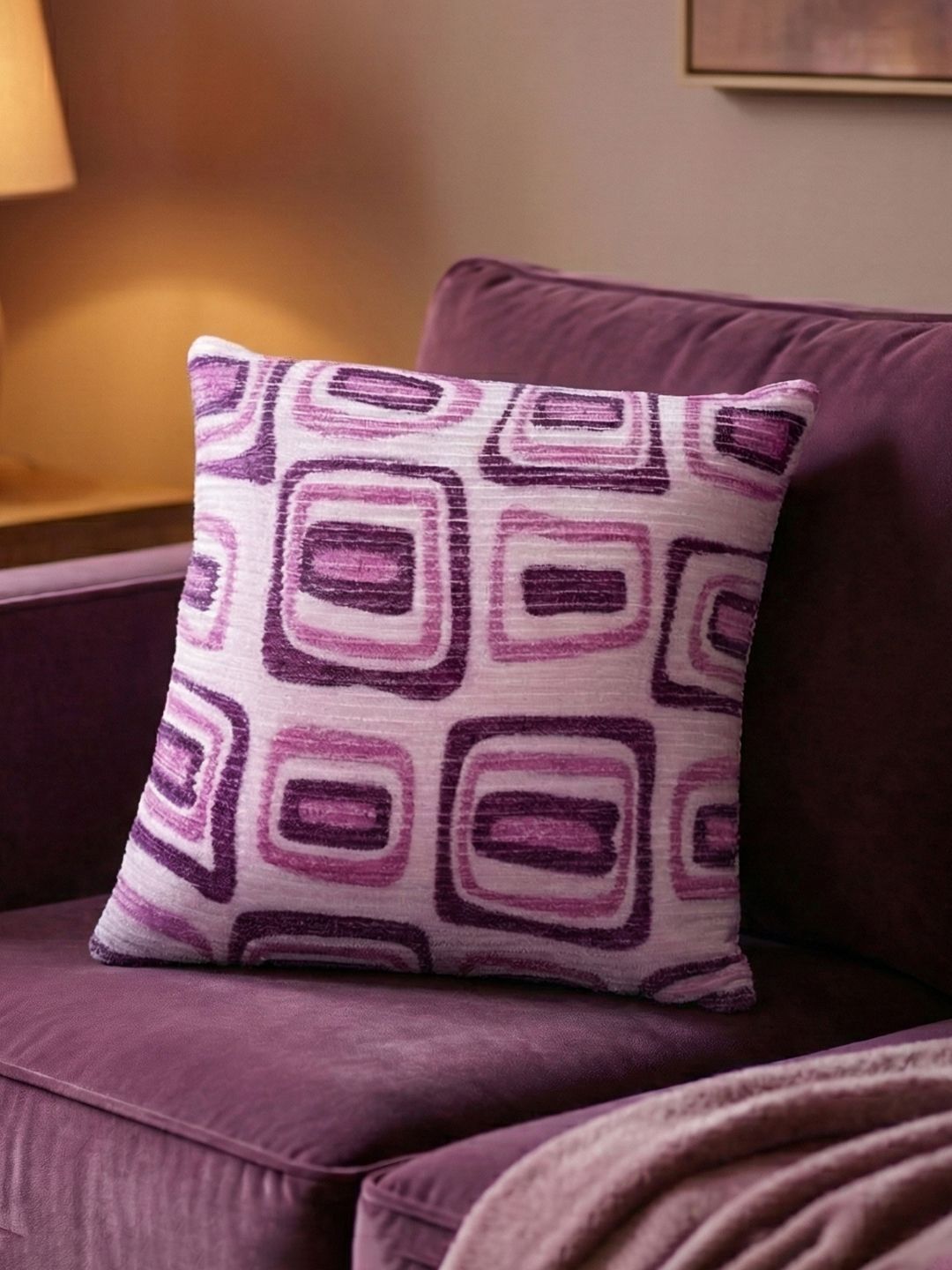 Kaleen India Fuchsia Geometric Square Cushion Covers-image-36