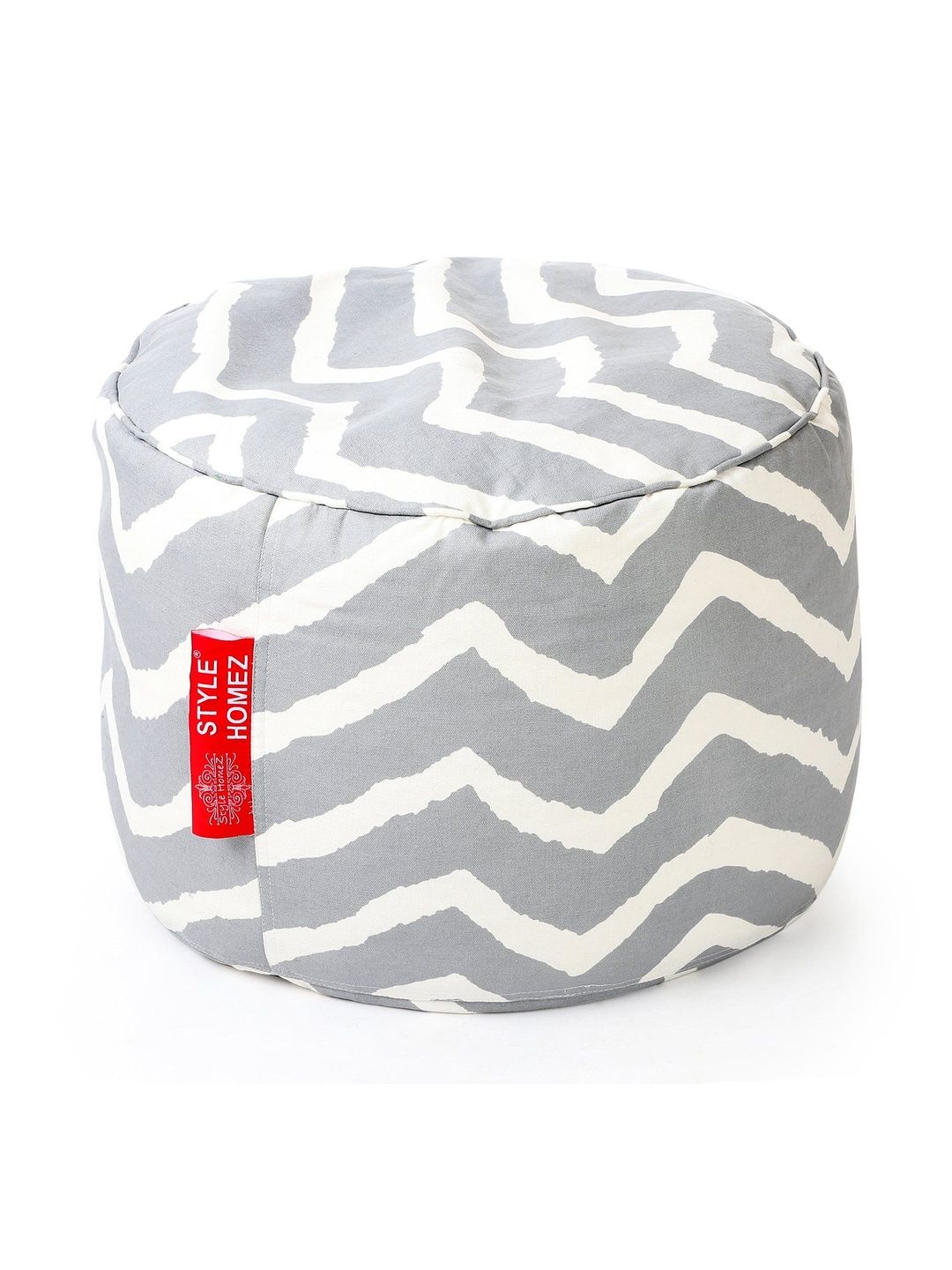 Style Homez Grey & White Printed Eco-Friendly Round Ottoman-picture-34