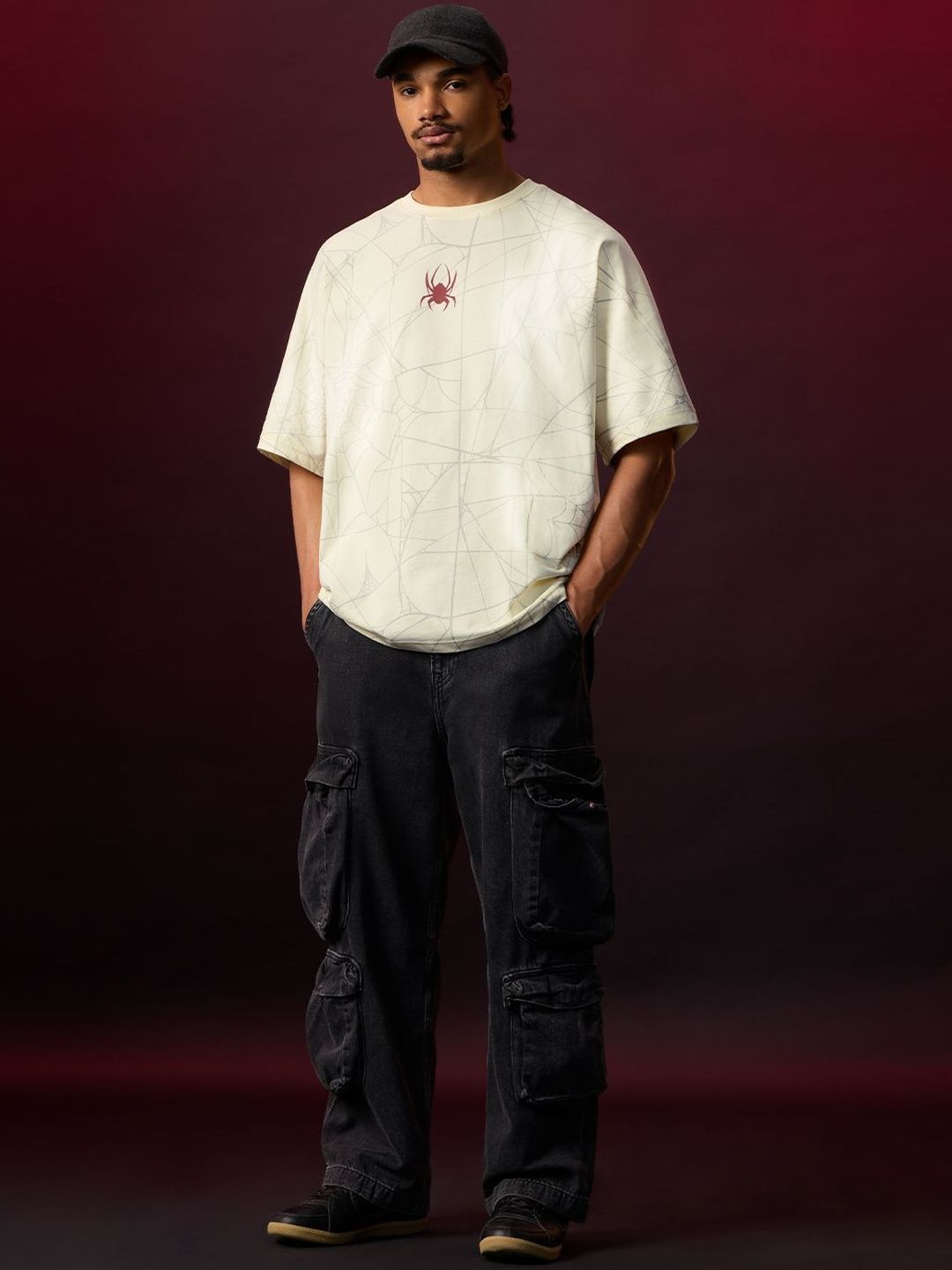 The Souled Store Men Oversized Spider Man Off White Tshirts-picture-16