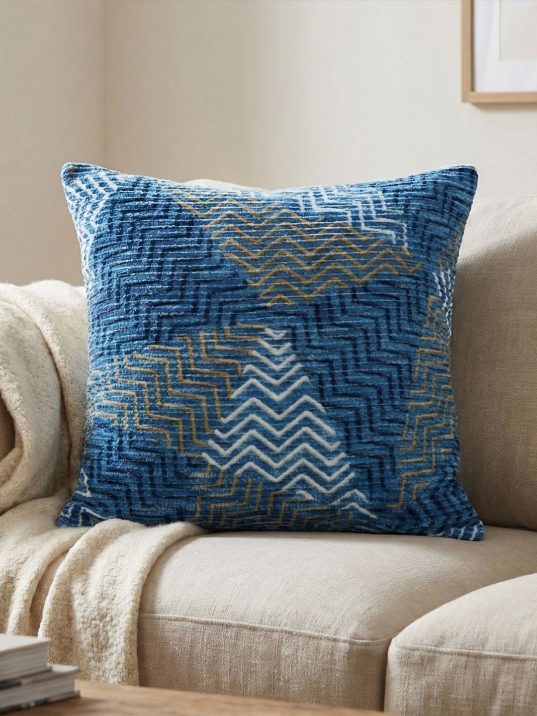 Kaleen India Blue Geometric Square Cushion Covers-image-25