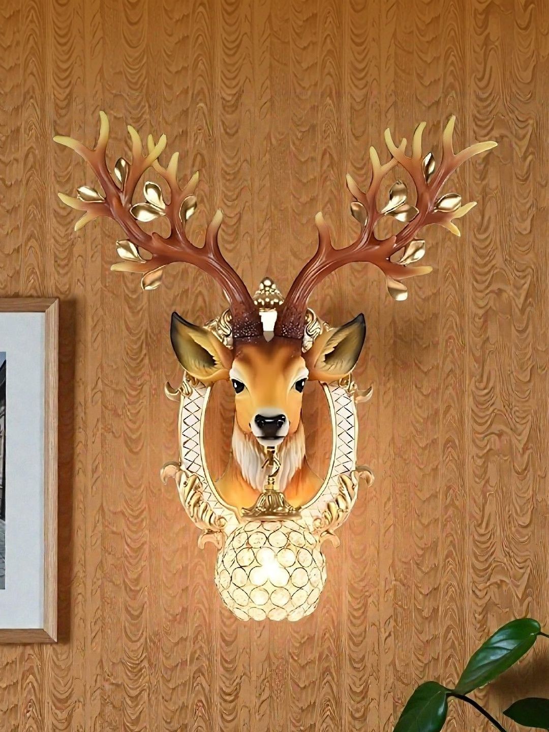 DA DECOR HUB Multicoloured & Gold-Toned Acrylic Traditional Abstract Shaped Shaped Wall Lamp-image-20