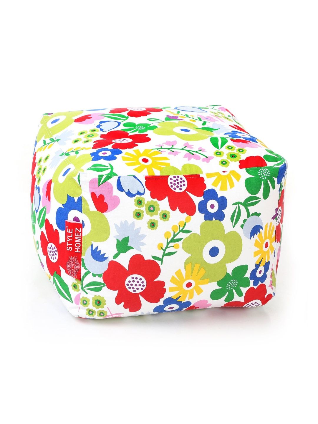 Style Homez White & Green Printed Eco-Friendly Square Ottoman-picture-16