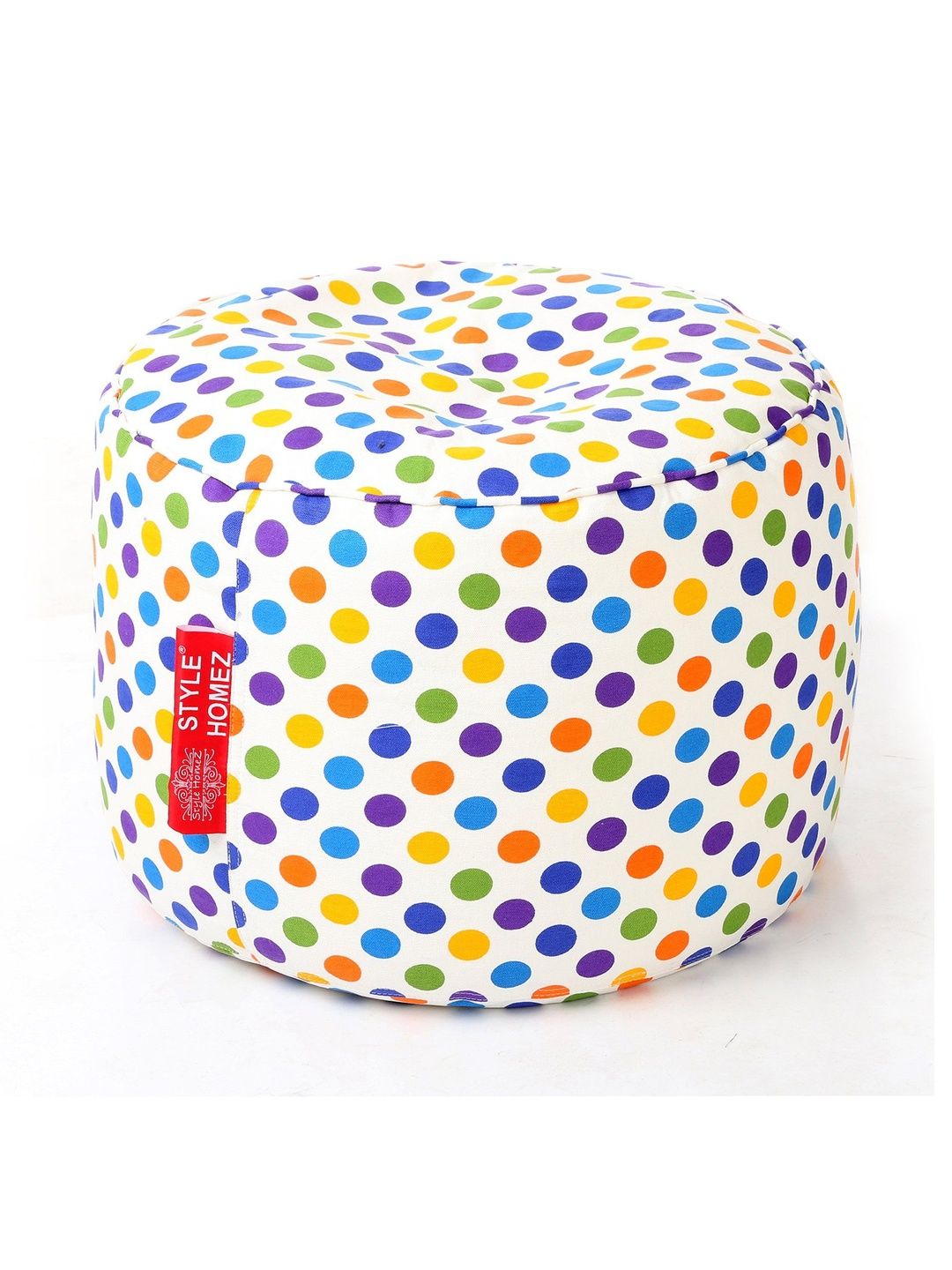 Style Homez White & Green Printed Eco-Friendly Round Ottoman-picture-19