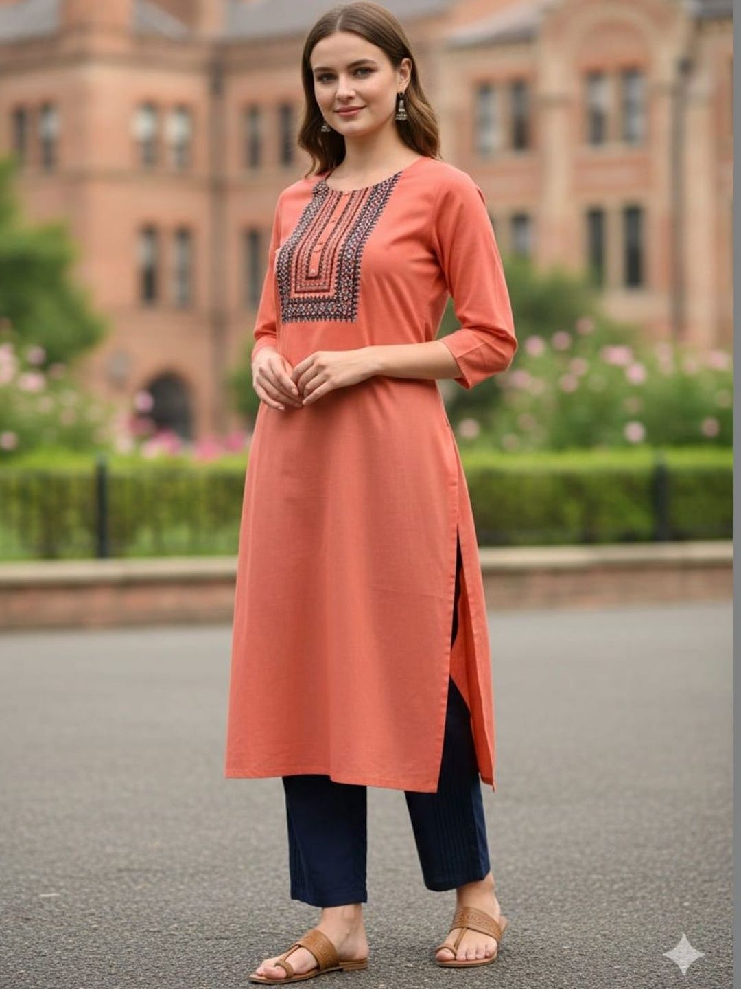 Silakaari Ethnic Motifs Embroidered Thread Work Pure Cotton Thread Work Kurti-picture-34