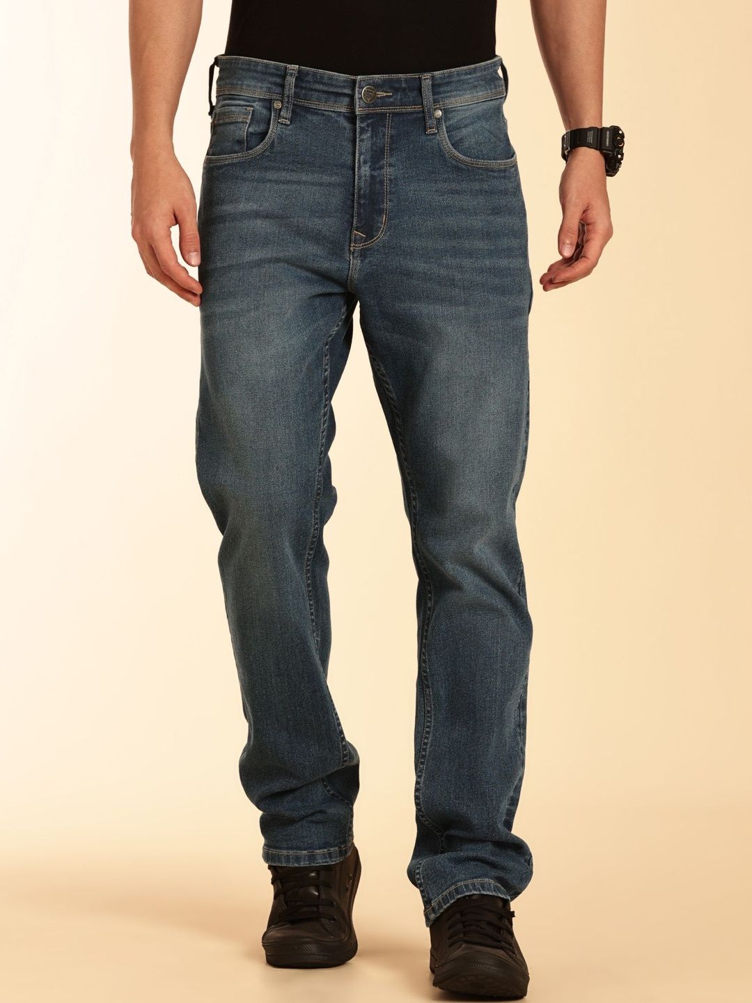Thomas Scott Men Smart Straight Fit Mid-Rise Light Fade Stretchable Jeans-picture-21