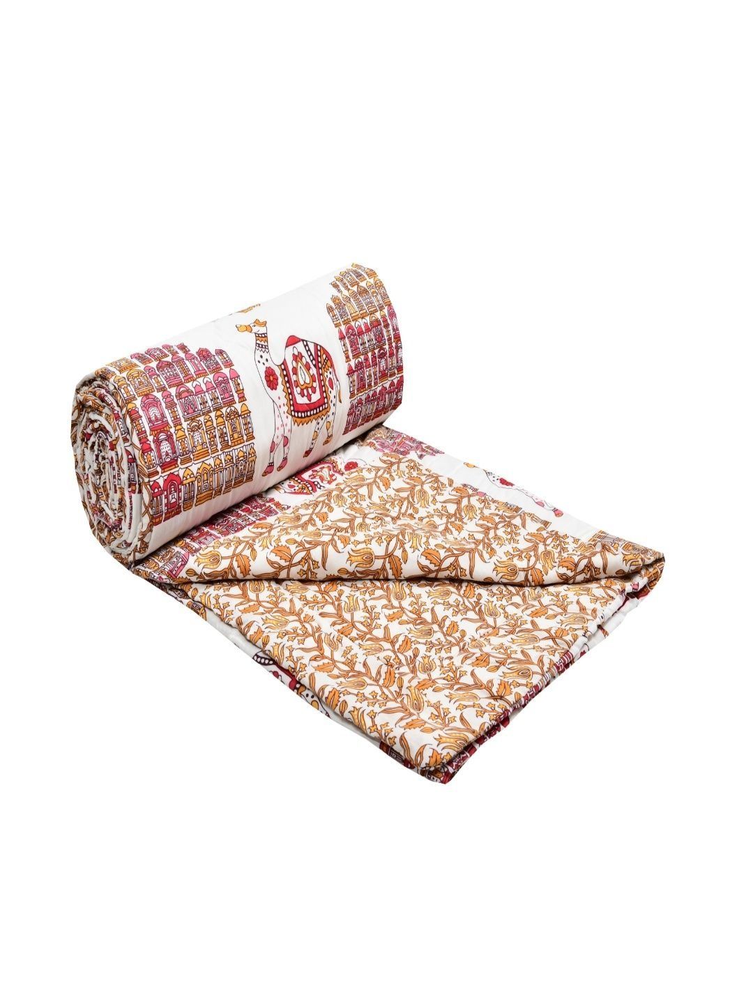 Sangria White & Brown Pure Cotton Reversible 110 GSM AC Room Dohar-image-20