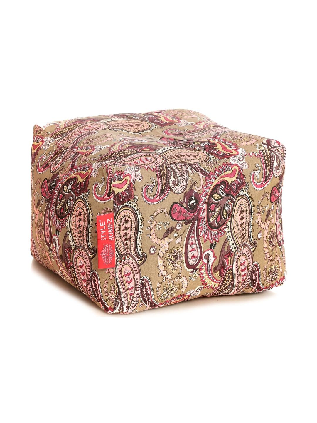 Style Homez Green & Red Printed Eco-Friendly Square Ottoman-picture-17