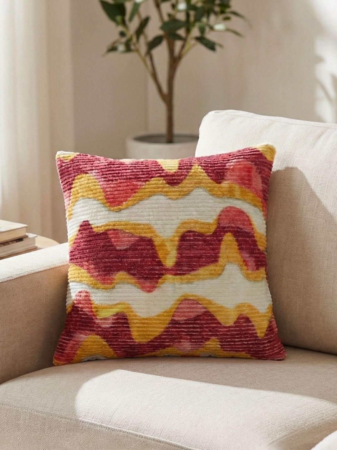 Kaleen India Red Abstract Square Cushion Covers-picture-27