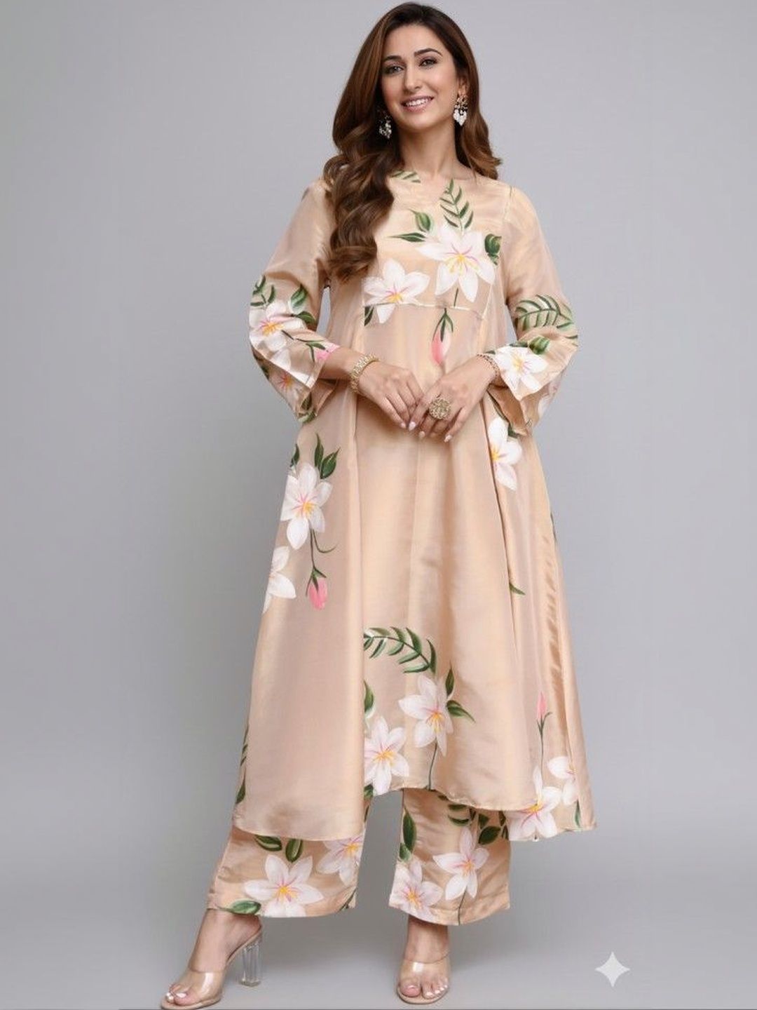 D.A.Kurtis. Women Floral Printed Regular Linen Kurta with Palazzos-picture-19