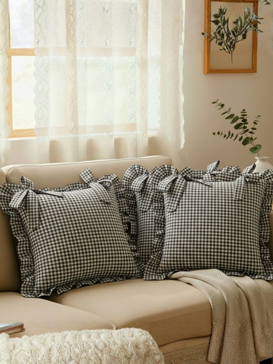 SLEEPY THREADS Unisex Grey Cotton Cushion Covers-image-49