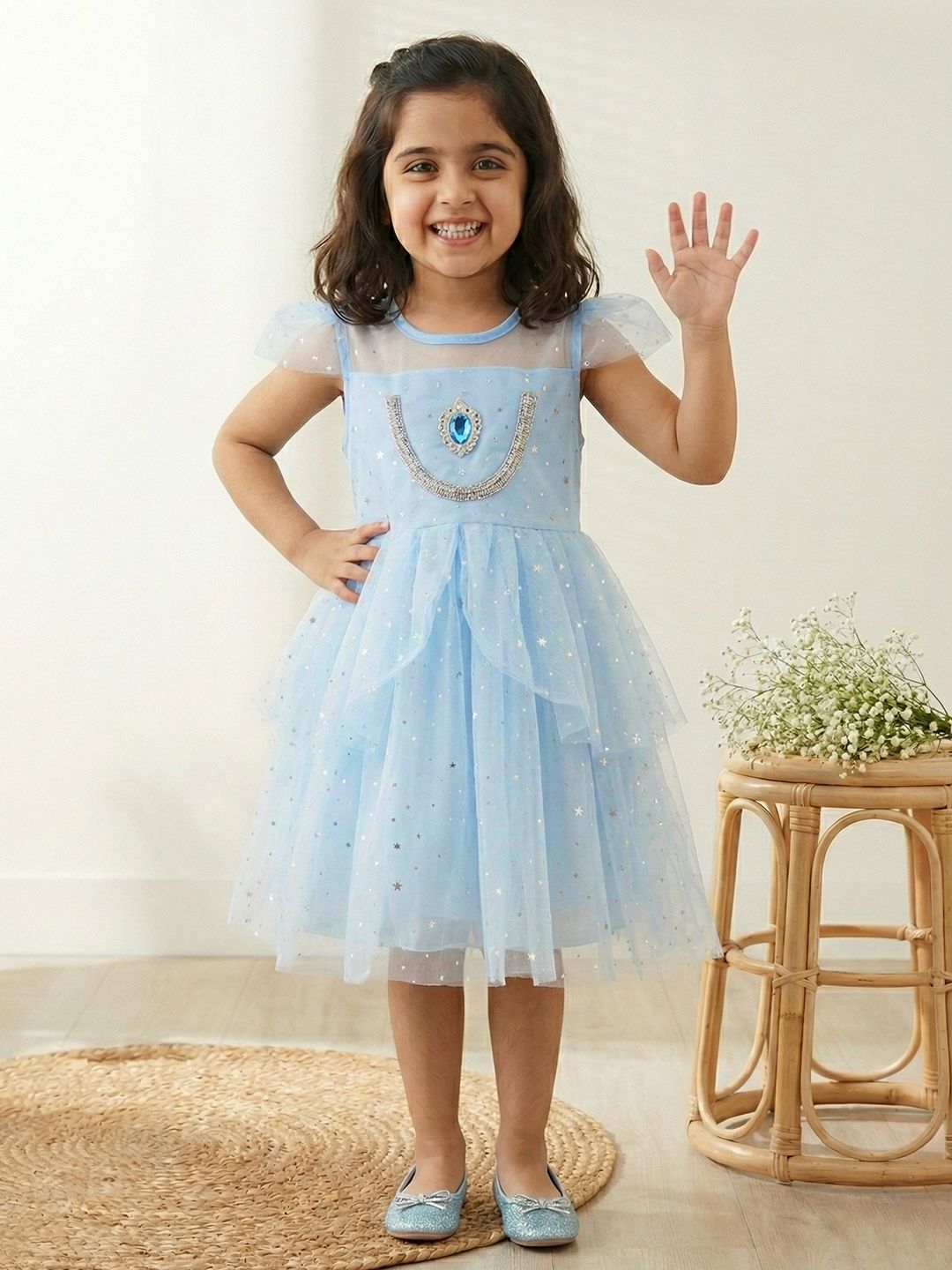 YK Girls Embellished Layered Dress-picture-7