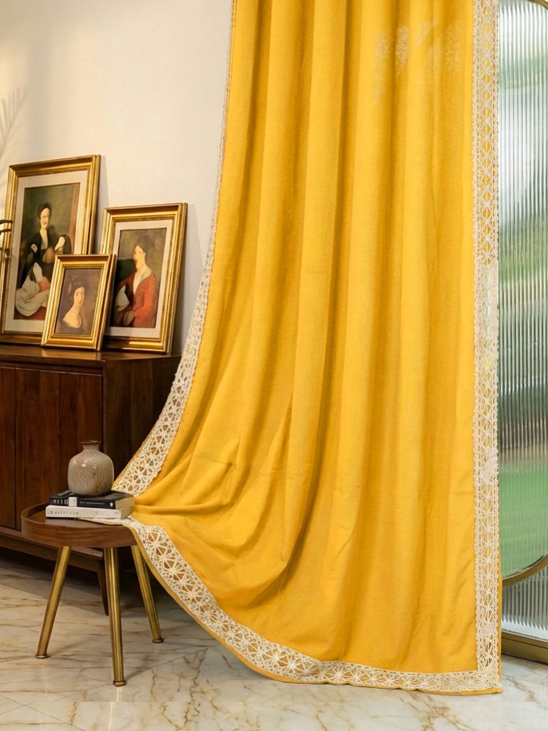 URBAN SPACE Yellow & White Door Curtain-picture-54