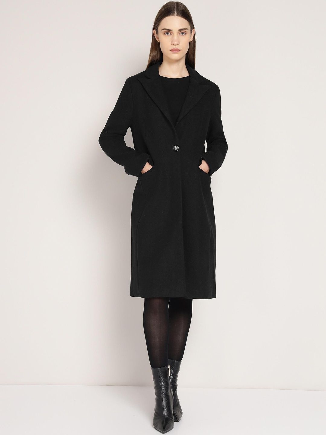 COVER STORY Notched Lapel Knee Length Overcoat-image-20
