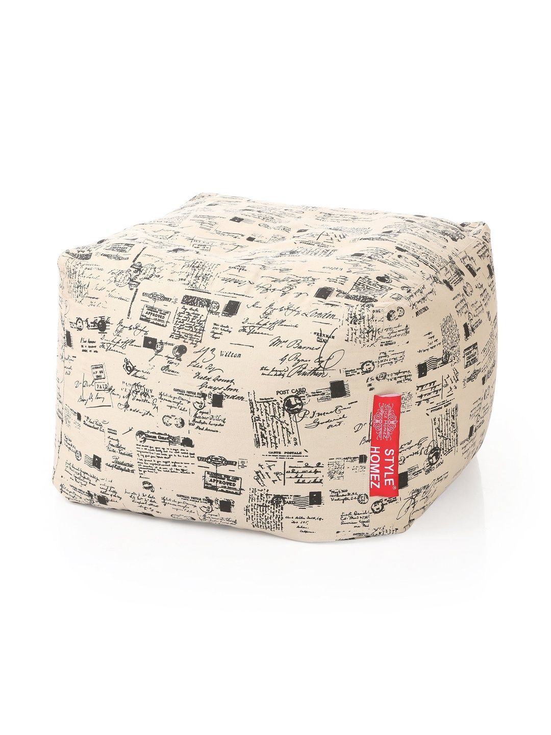 Style Homez Beige & Black Printed Eco-Friendly Square Ottoman-picture-11