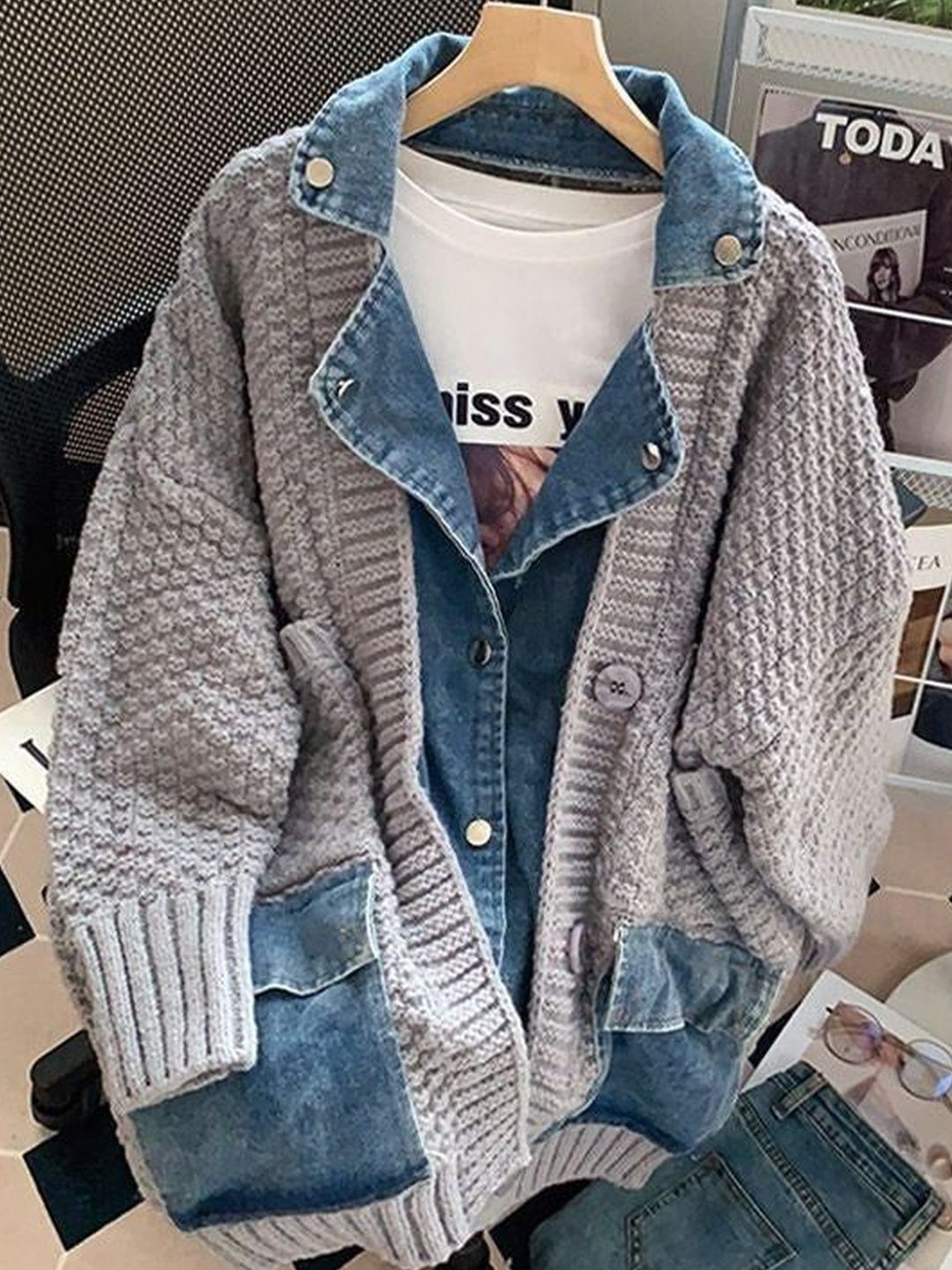 Miss Mosa By Akanksha Arzu Oversized Denim Woolen Jacket-picture-18