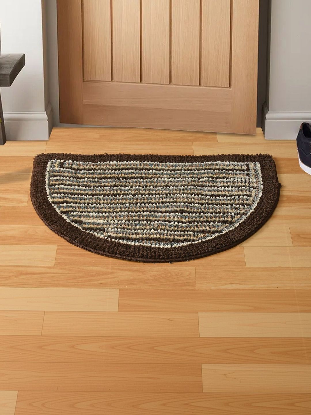 FINE TEX WORLD Brown Self Design Microfiber Antiskid Doormats-picture-24