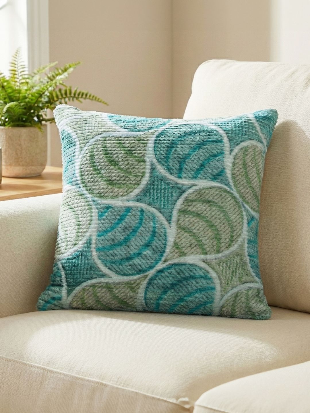 Kaleen India Green Geometric Square Cushion Covers-image-46