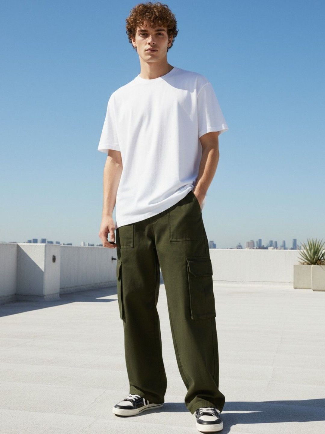 glitchez Men High-Rise Cargos Trousers-image-32