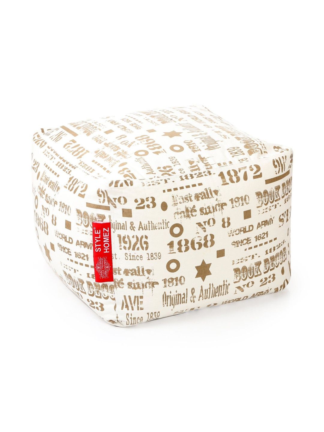 Style Homez White Printed Eco-Friendly Square Ottoman-picture-6