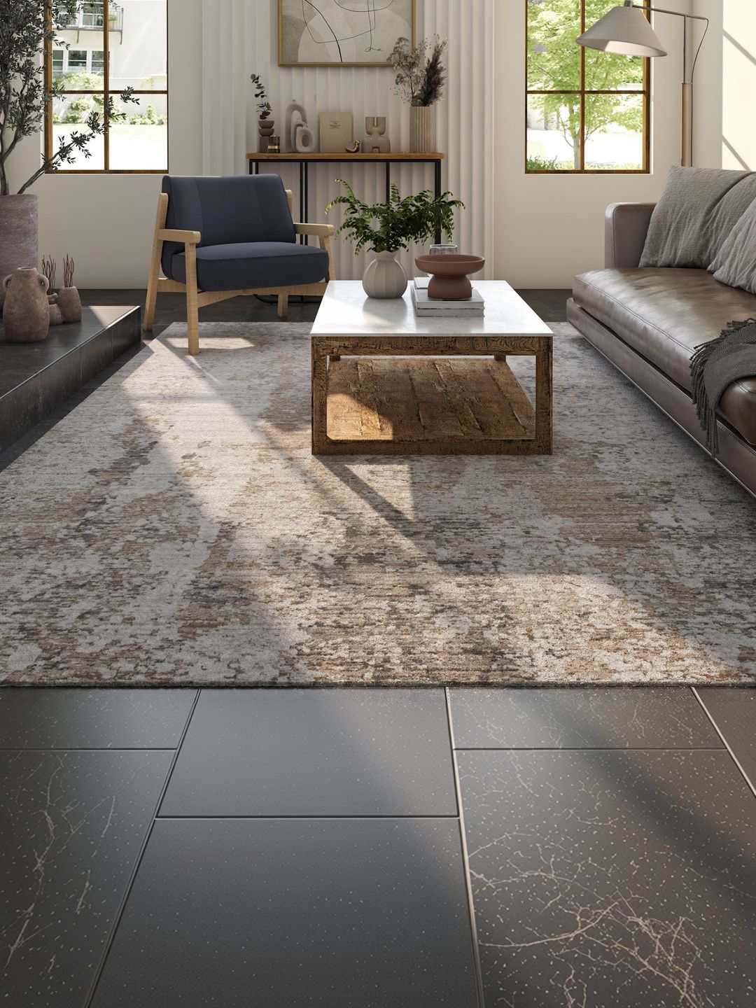 ASTERLANE White Abstract Polyester Carpet-picture-16