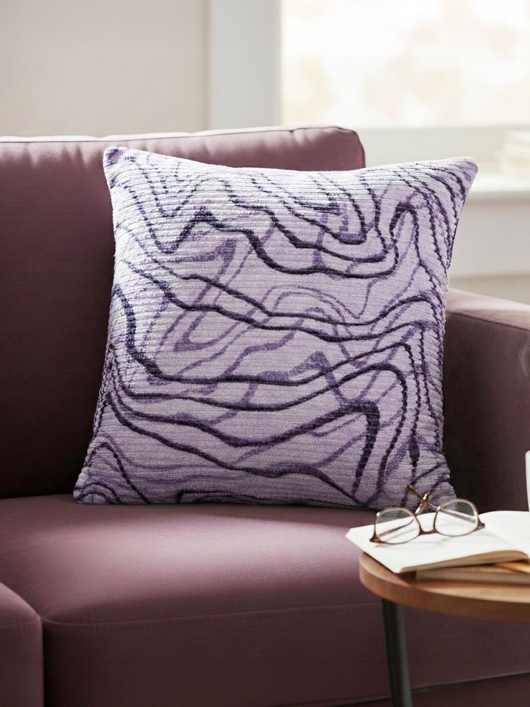 Kaleen India Purple Abstract Square Cushion Covers-image-35