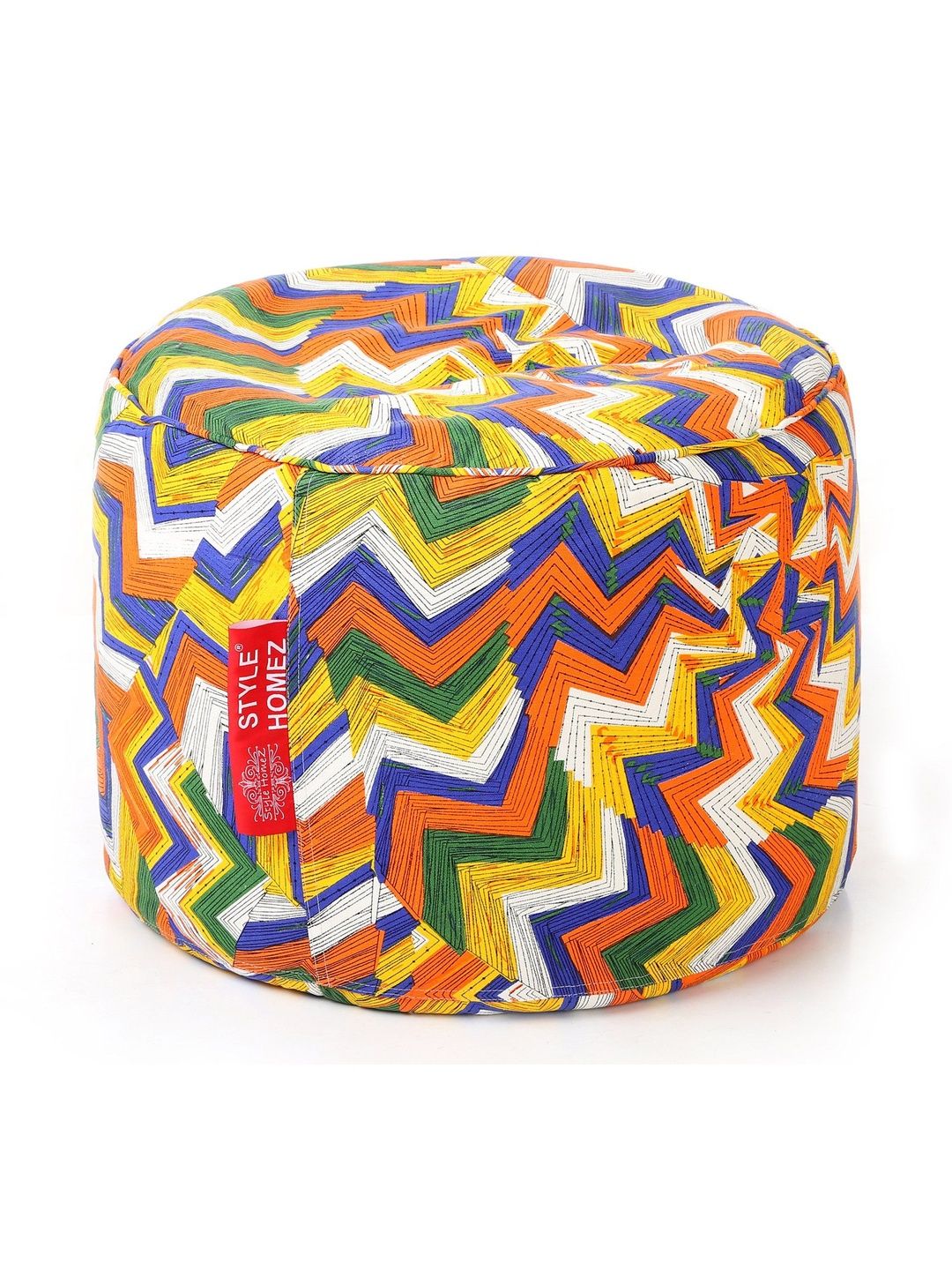 Style Homez Yellow & Blue Printed Eco-Friendly Round Ottoman-picture-25