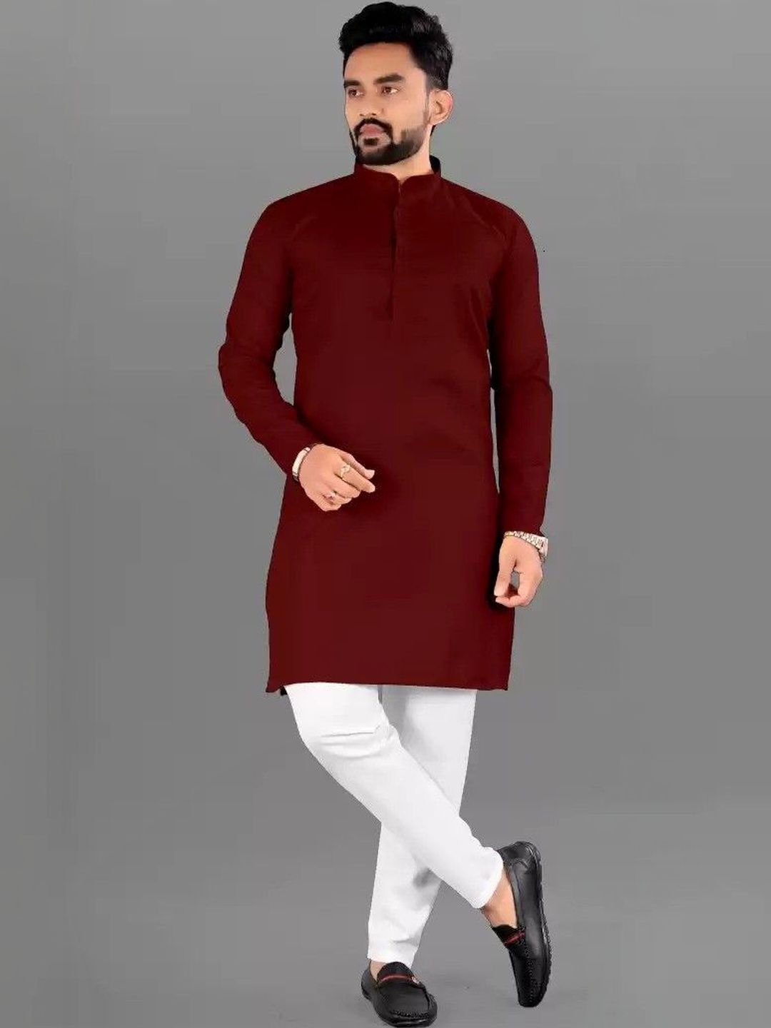 PUSHPACHIKAN Men Thread Work Kurta-picture-12