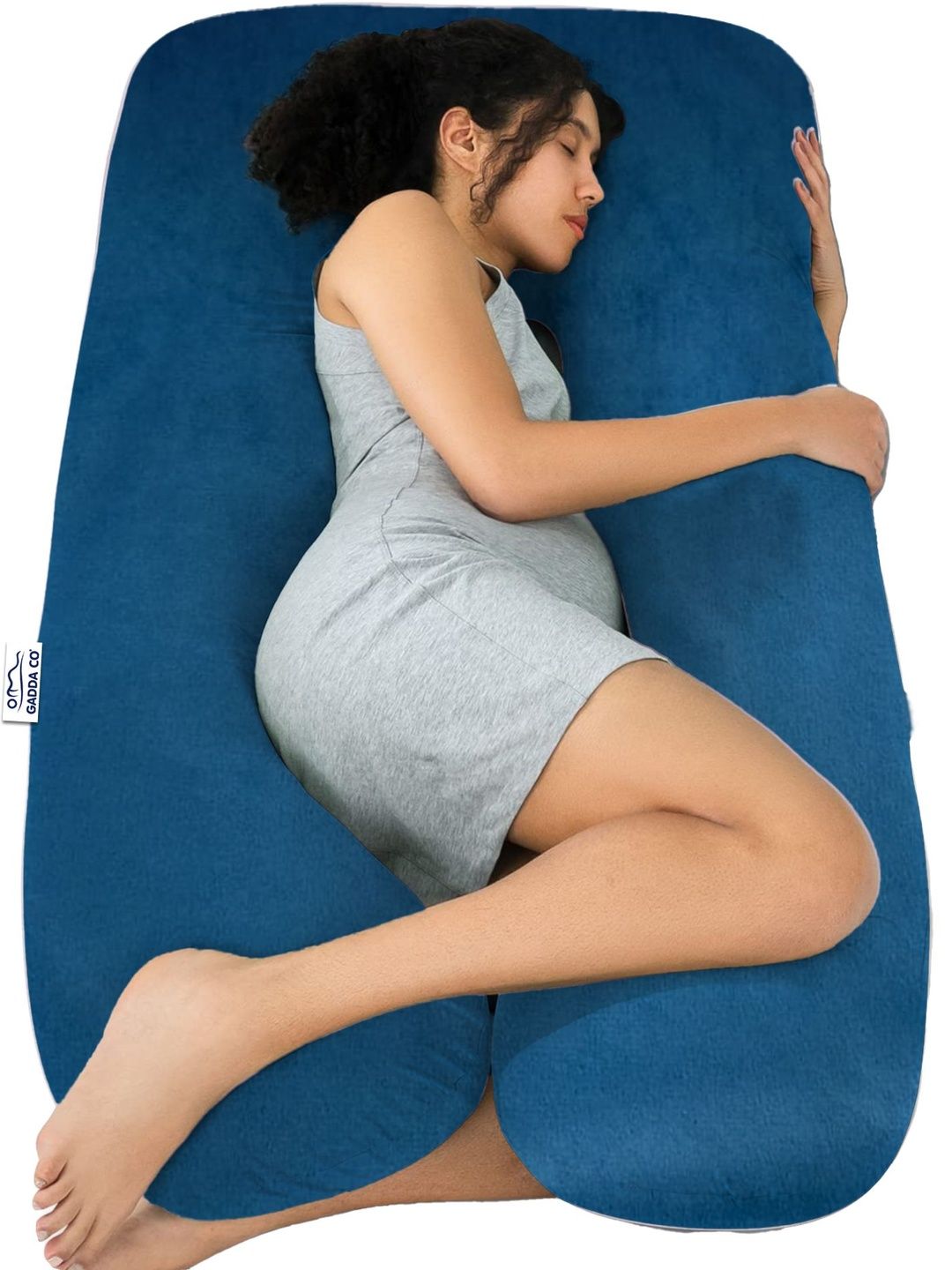 GADDA CO Navy Blue Fibre Filled Faux Velvet Ultra Soft Maternity Pillow-picture-52