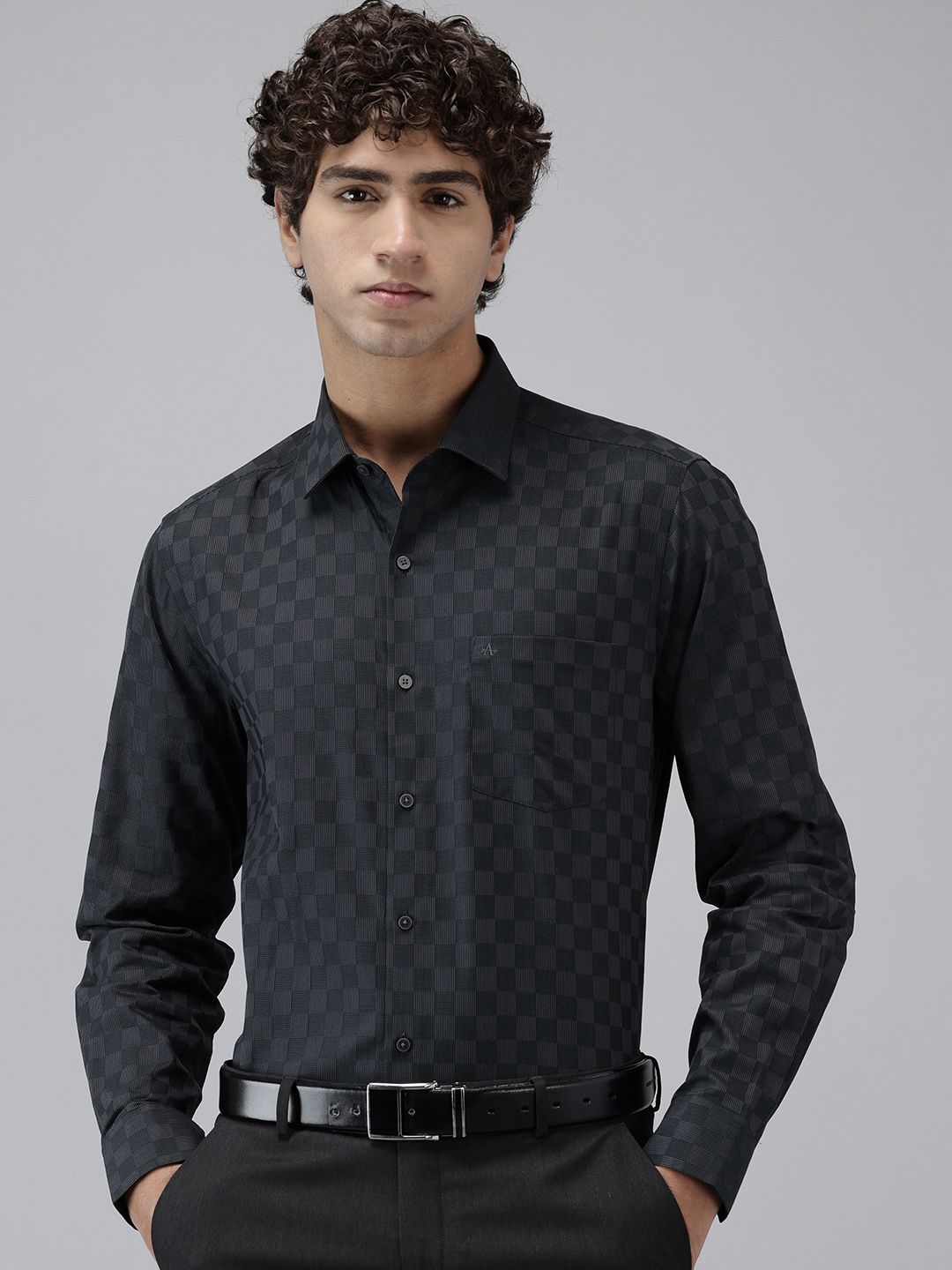 Arrow Pure Cotton Manhattan Slim Fit Self-Design Formal Shirt-image-20