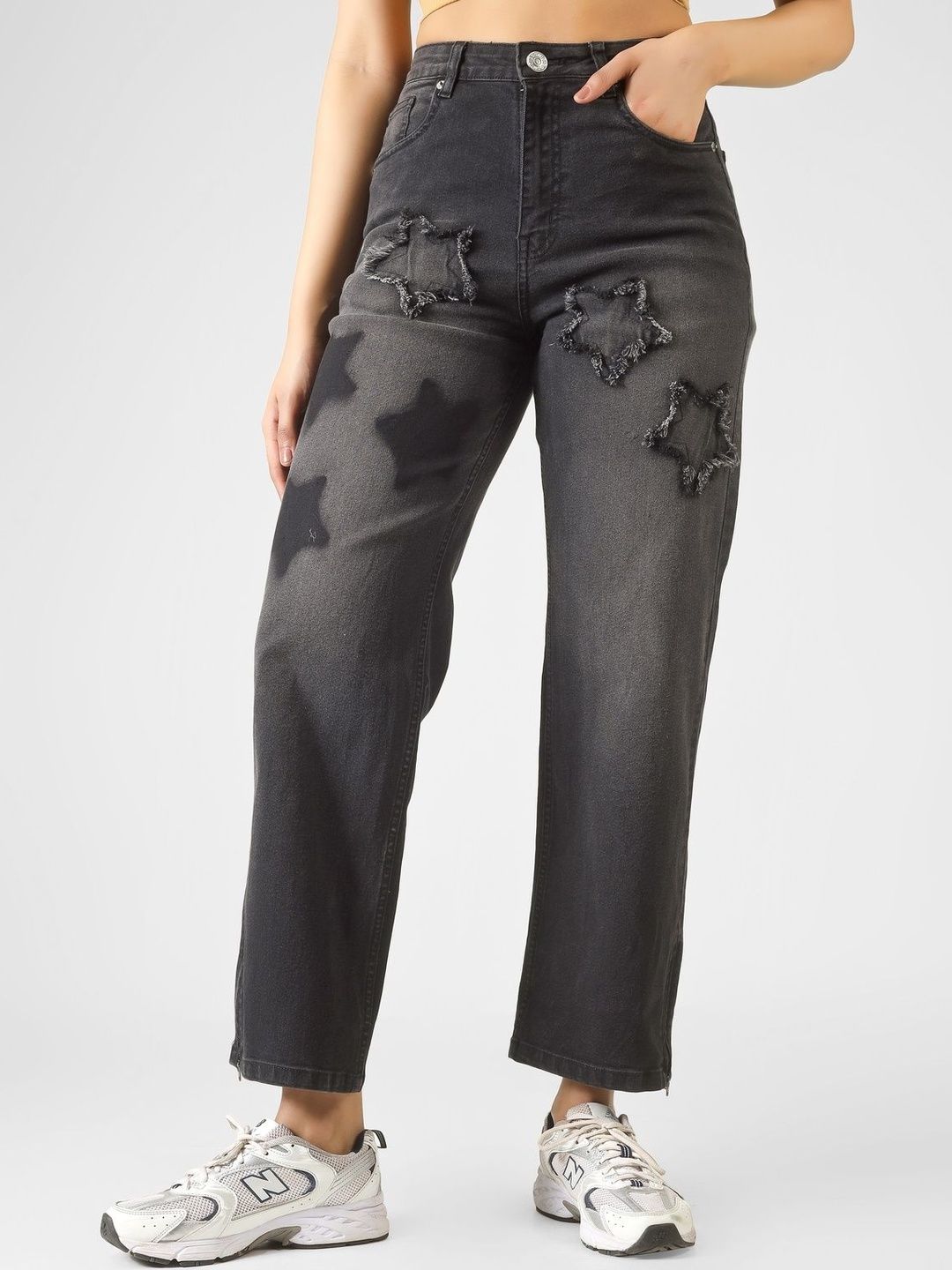 COSMIC Women Straight Fit High-Rise Mildly Distressed Light Fade Stretchable Jeans-image-35