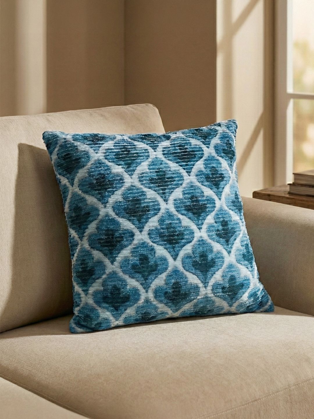 Kaleen India Blue Geometric Square Cushion Covers-image-28
