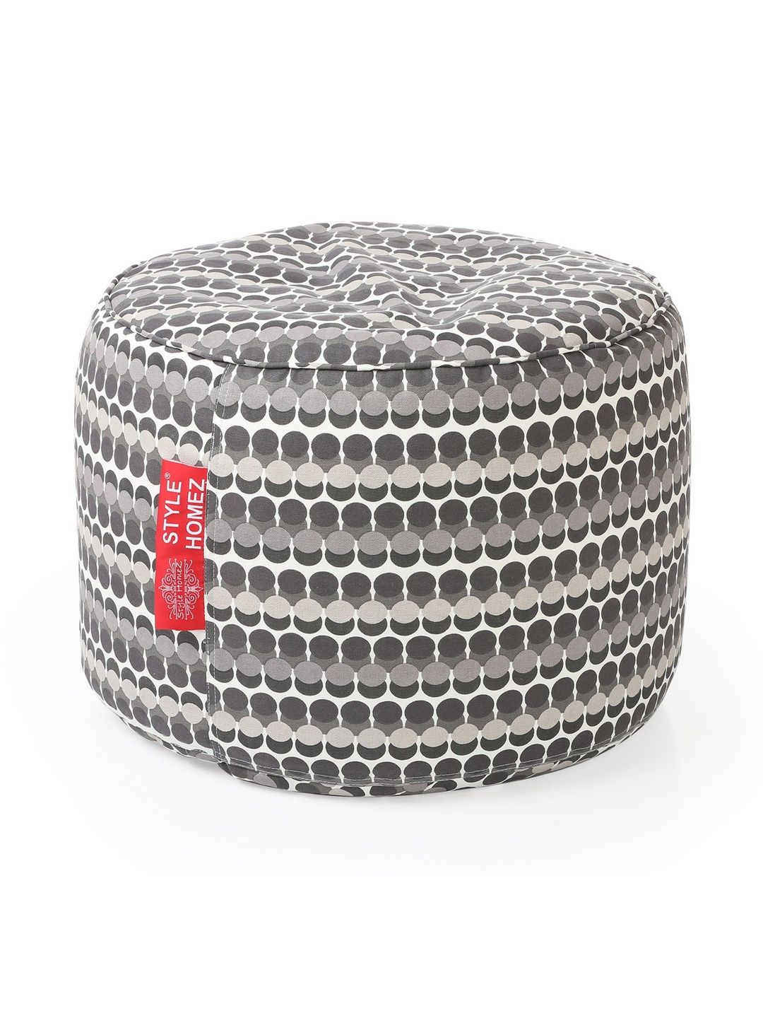Style Homez Grey & White Printed Eco-Friendly Round Ottoman-picture-23