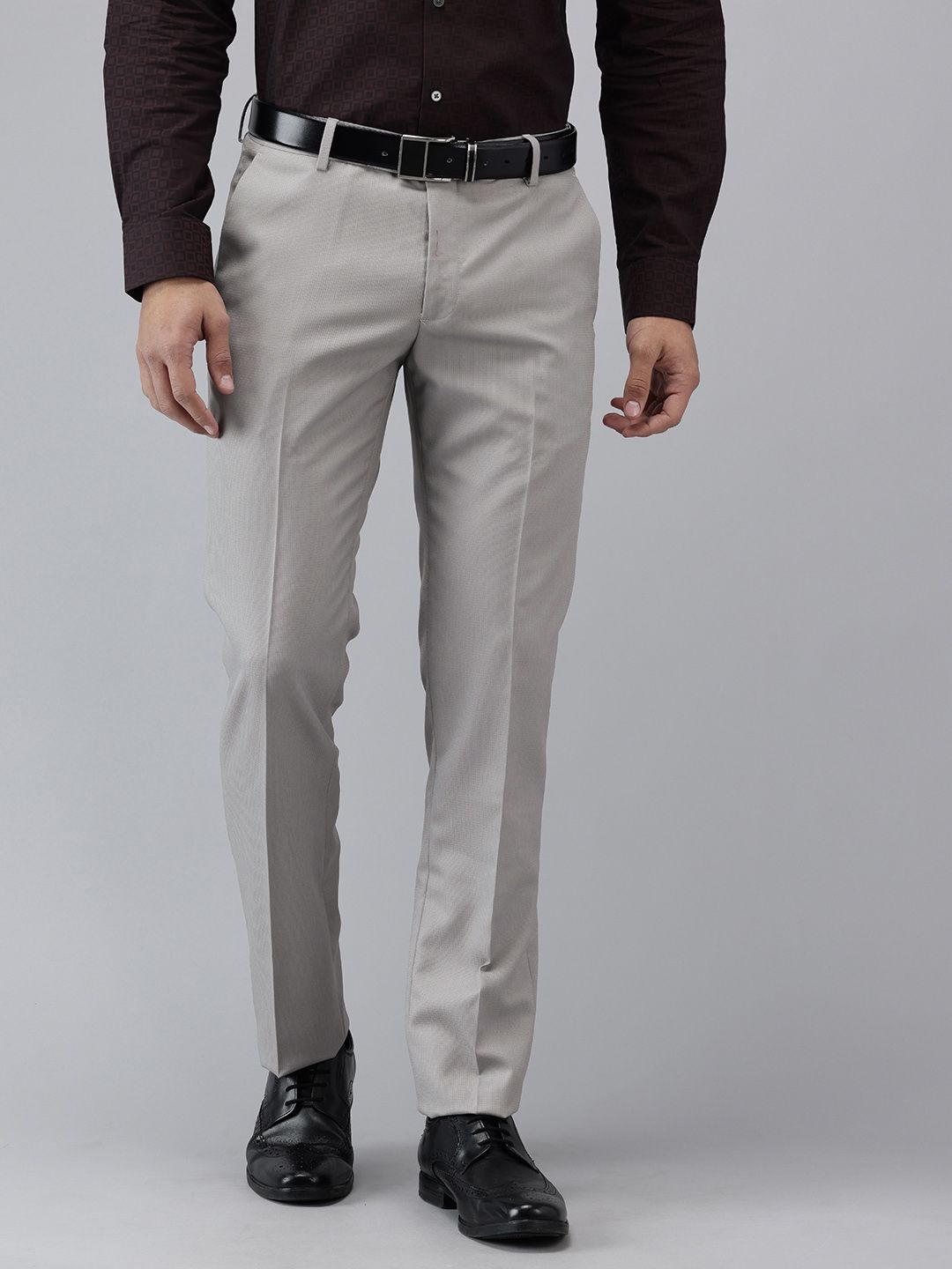 Arrow Men Textured Hudson Tailored Fit Formal Trousers-picture-15