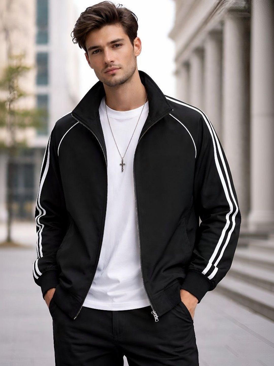 THIRD QUADRANT Men Striped Lightweight Outdoor Sporty Jacket-picture-50