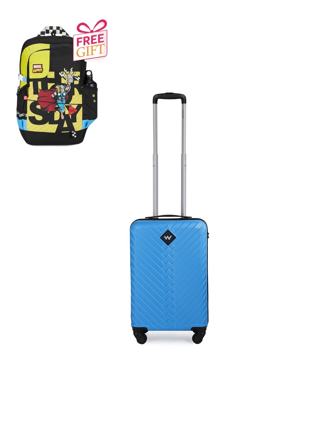 Wildcraft Citron Textured Hard Sided Cabin Trolley Suitcase with Free Backpack-picture-42
