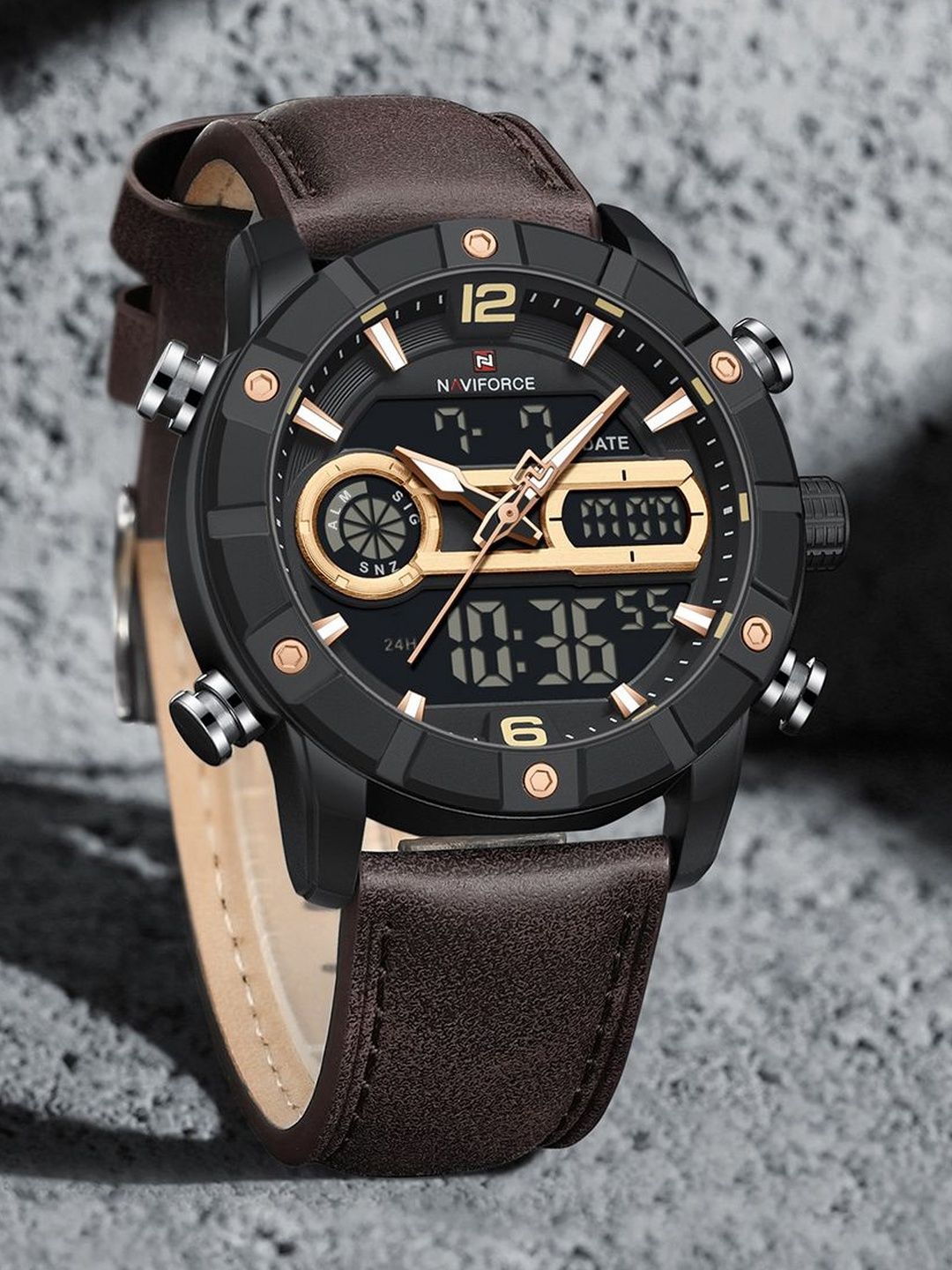 Naviforce Men Dial & Leather Straps Analogue and Digital Multi Function Watch NF9263 B-RG-D.BN-image-34