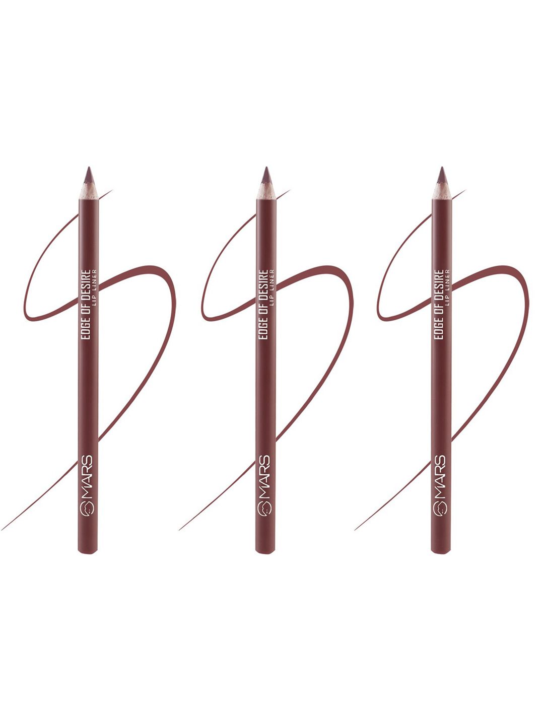 MARS Set of 3 Edge Of Desire Matte Long Lasting Lip Liner Pencil - 1.4g Each- Deep Dawn 02